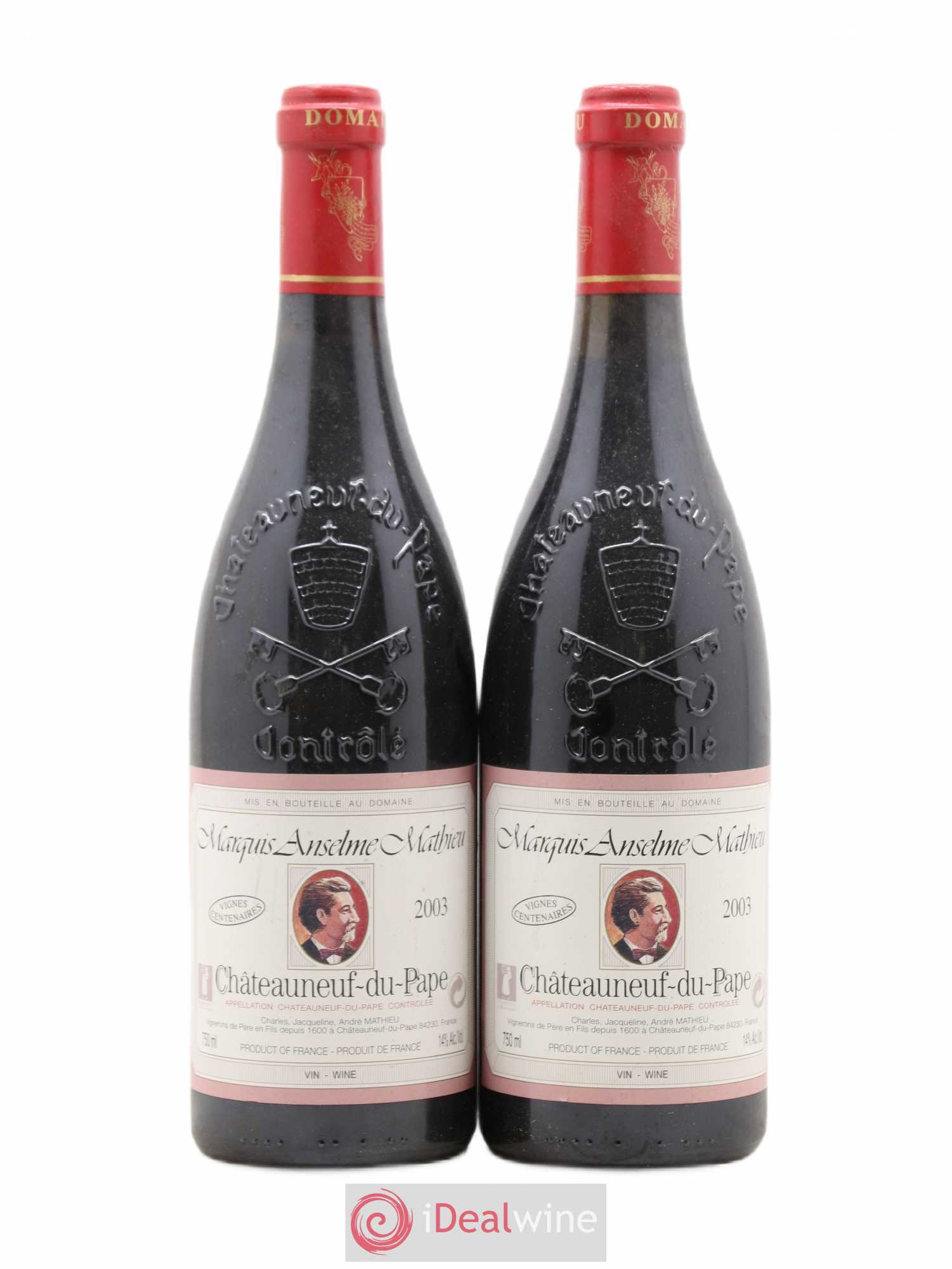 Châteauneuf-du-Pape Domaine du Marquis Anselme Mathieu 2003 - Posten von 2 Flaschen - 0