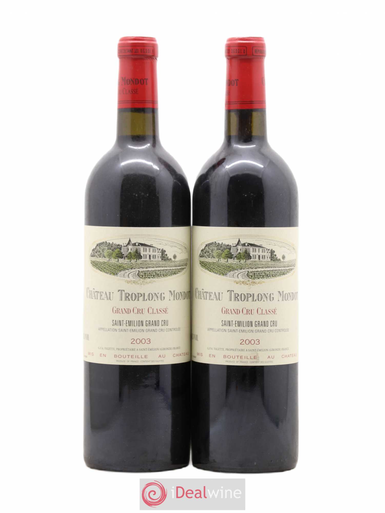 Château Troplong Mondot 1er Grand Cru Classé B 2003 - Lot de 2 bouteilles - 0