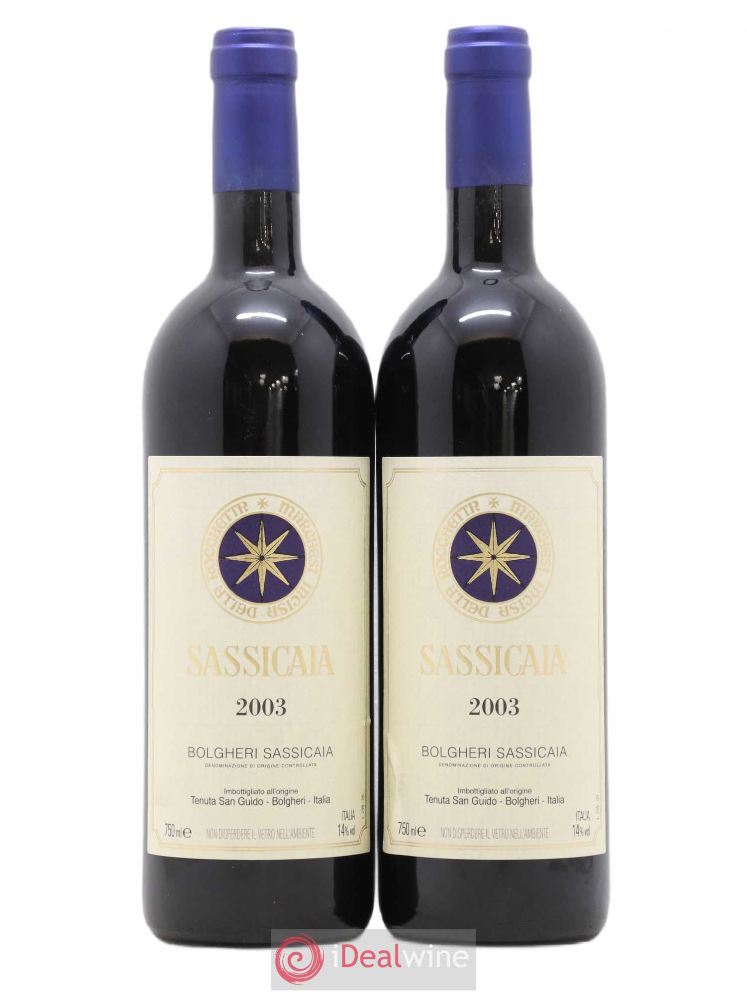 Bolgheri DOC Sassicaia Tenuta San Guido 2003 - Lot de 2 bouteilles - 0