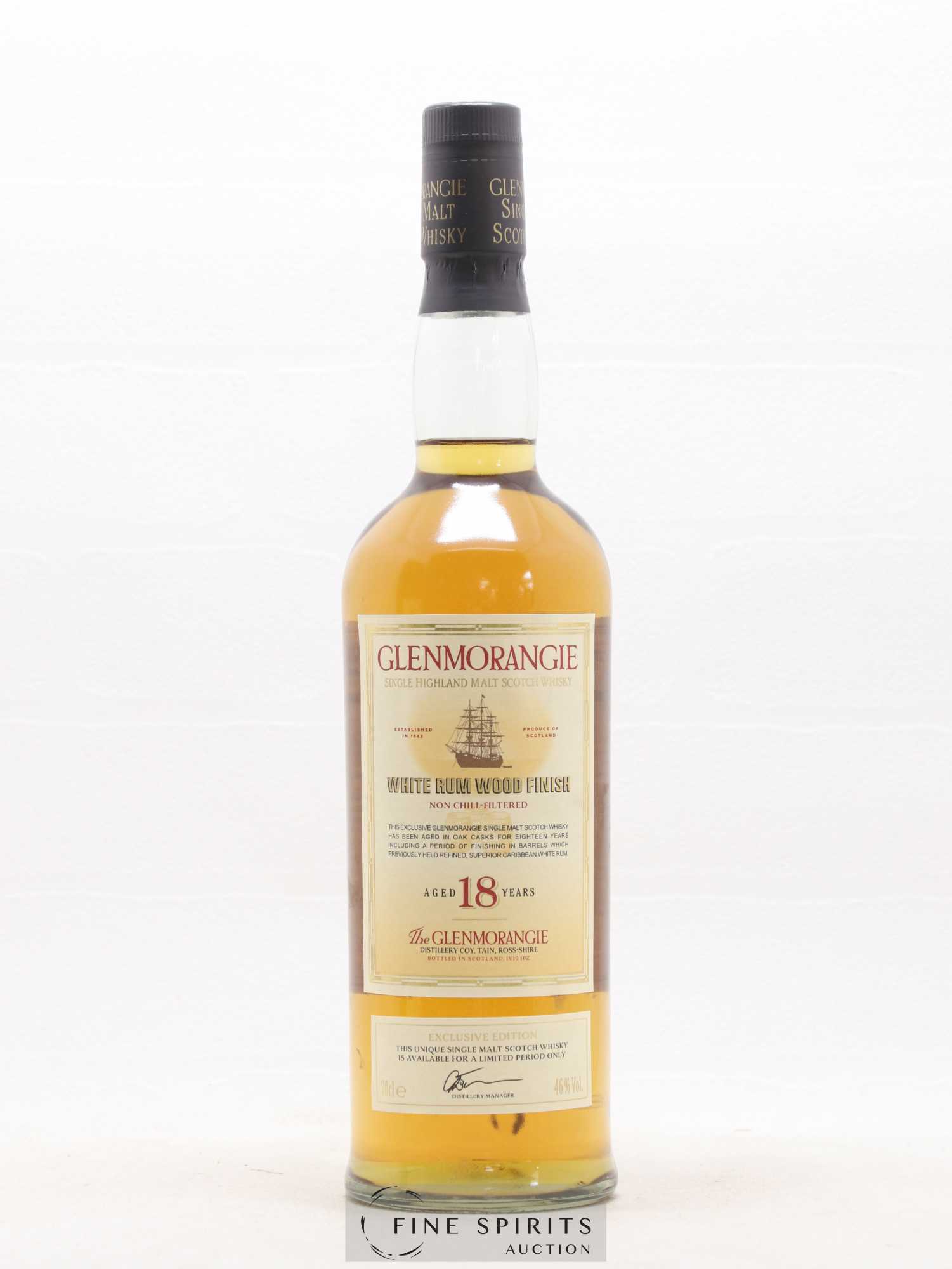 Glenmorangie 18 years Of. White Rum Wood Finish Non Chill-Filtered - Exclusive Edition - Lot de 1 bouteille - 1