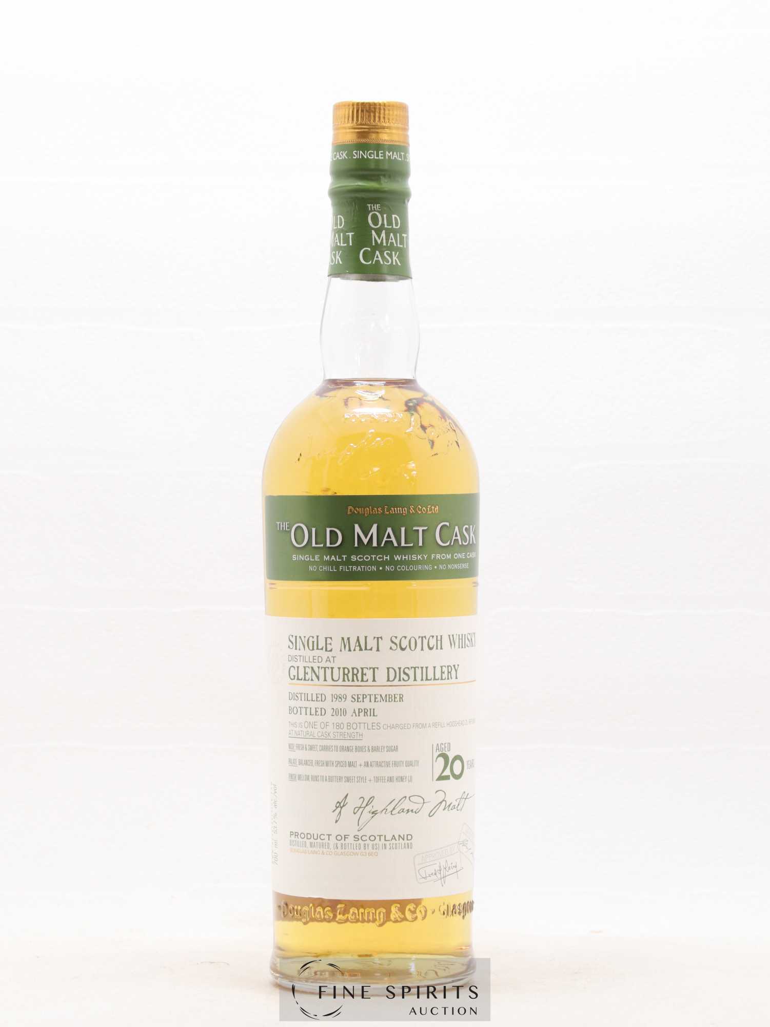Glenturret 20 years 1989 Douglas Laing Refill Hogshead DL REF 6046 - One of 180 - bottled 2010 The Old Malt Cask - Lot de 1 bouteille - 1