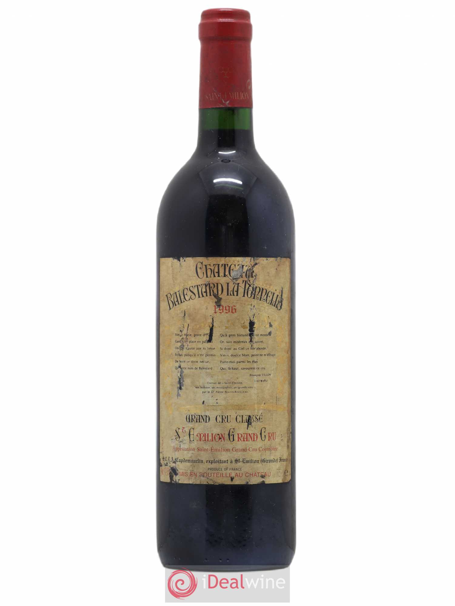 Château Balestard la Tonnelle Grand Cru Classé 1996 - Lot de 1 bouteille - 0