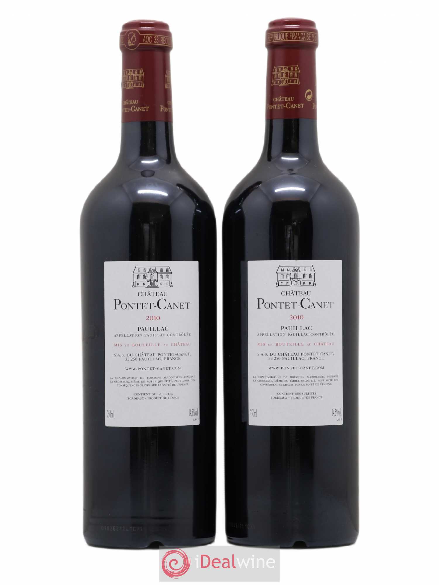 Château Pontet Canet 5ème Grand Cru Classé 2010 - Lot de 2 bouteilles - 1