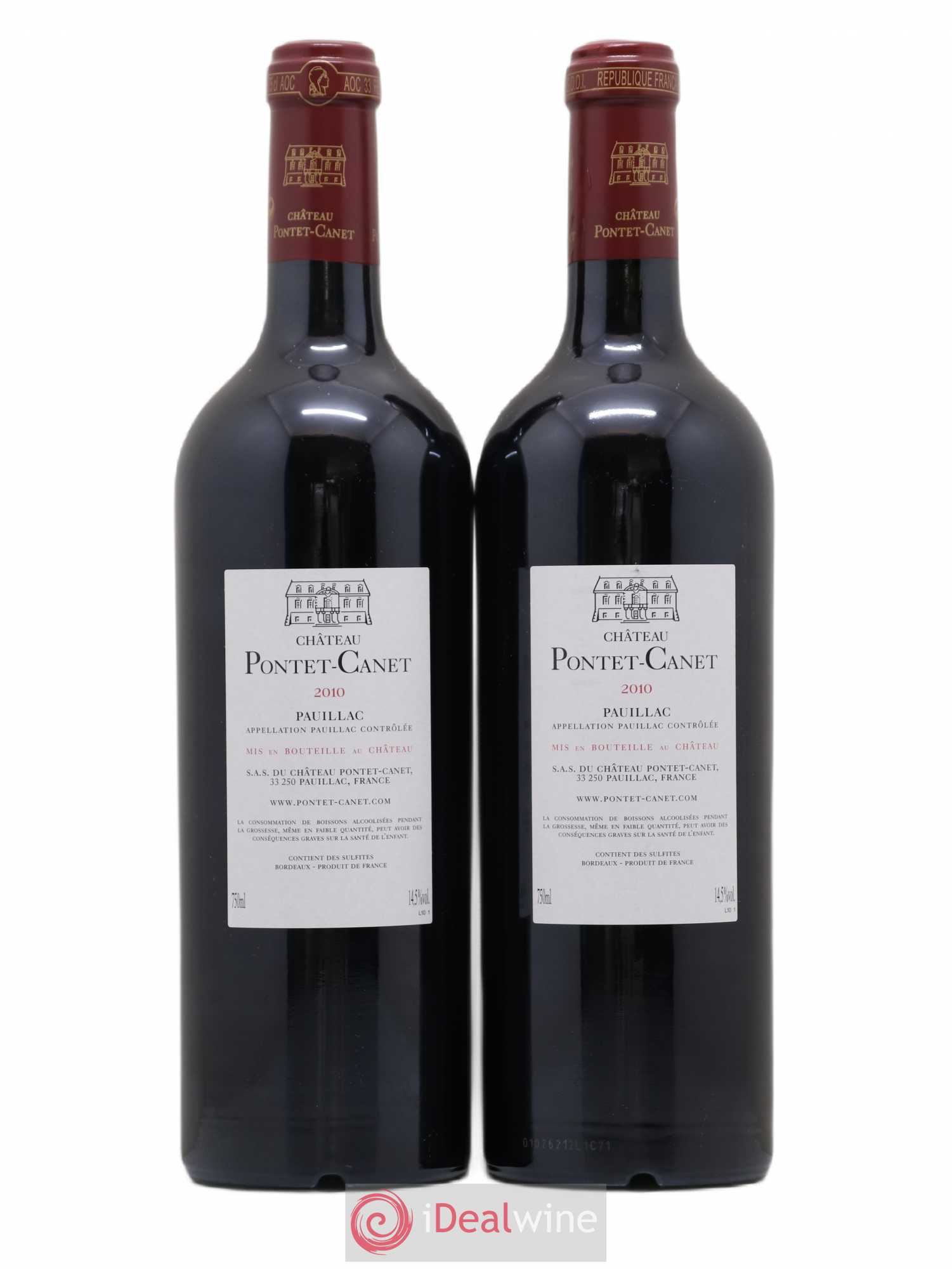 Château Pontet Canet 5ème Grand Cru Classé 2010 - Lot de 2 bouteilles - 1