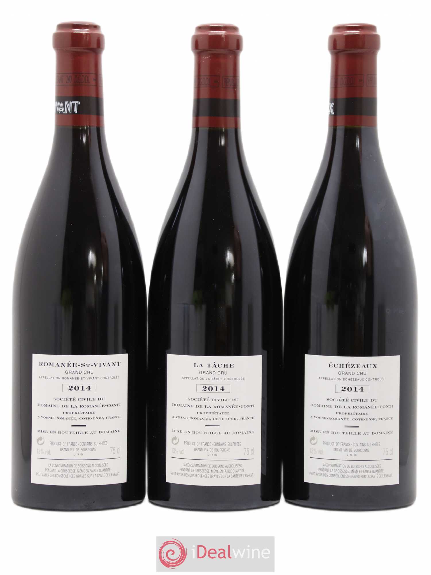 Caisse Domaine de la Romanée Conti Domaine de la Romanée-Conti 1 TACHE - 1 ECHEZEAUX - 1 ROMANEE ST VIVANT 2014 - Lot de 1 bouteille - 1