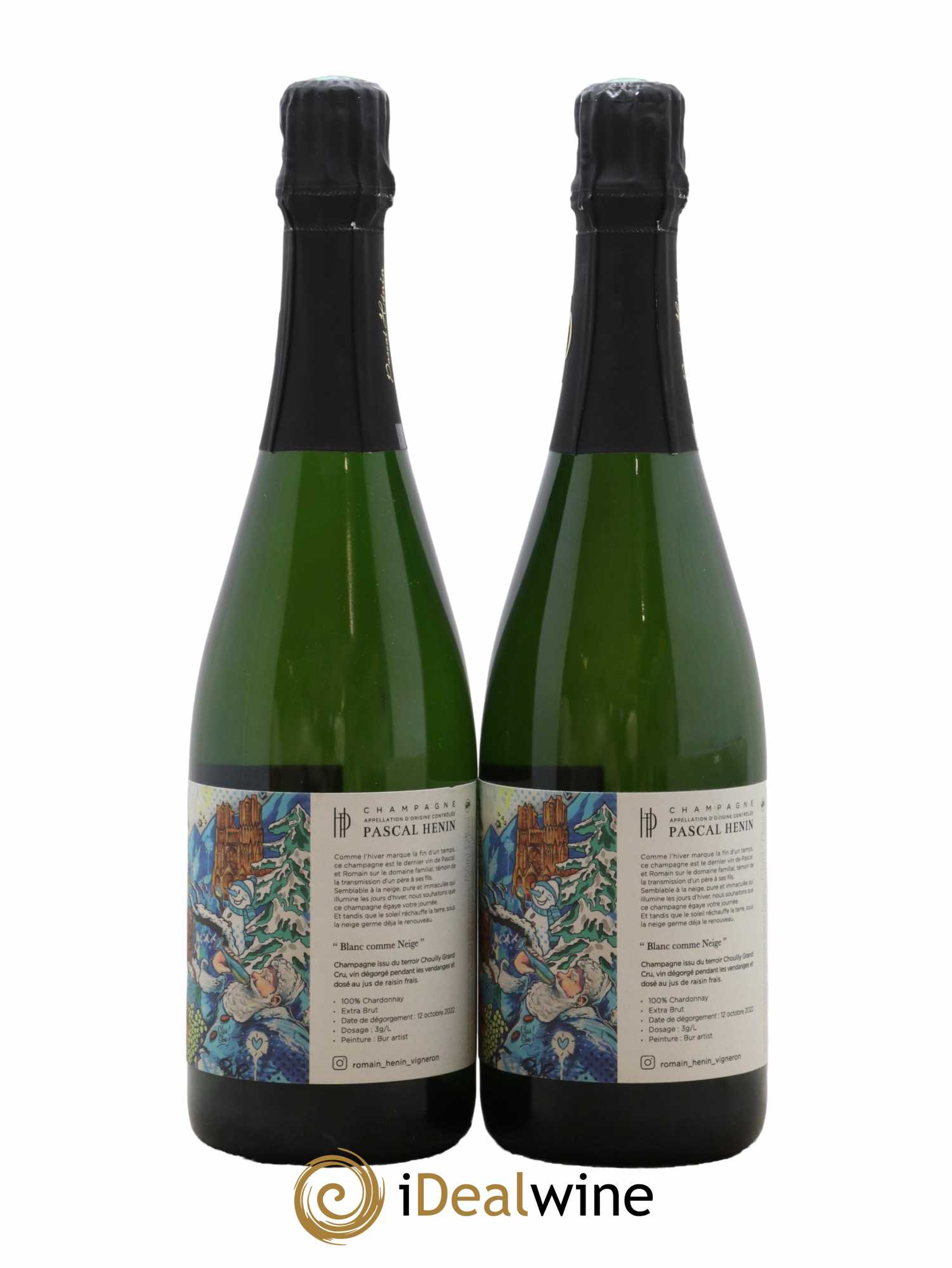 Champagne Pascal et Romain Henin Blanc comme neige Bur Artist 2017 - Lot de 2 bouteilles - 1