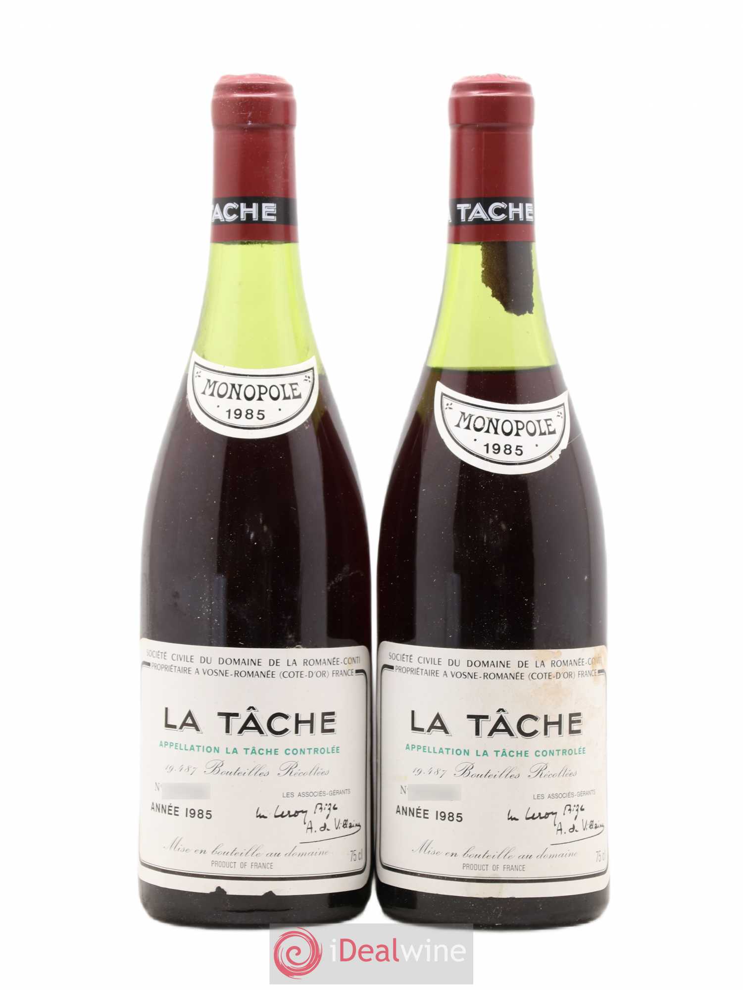 La Tâche Grand Cru Domaine de la Romanée-Conti 1985 - Lot de 2 bouteilles - 0