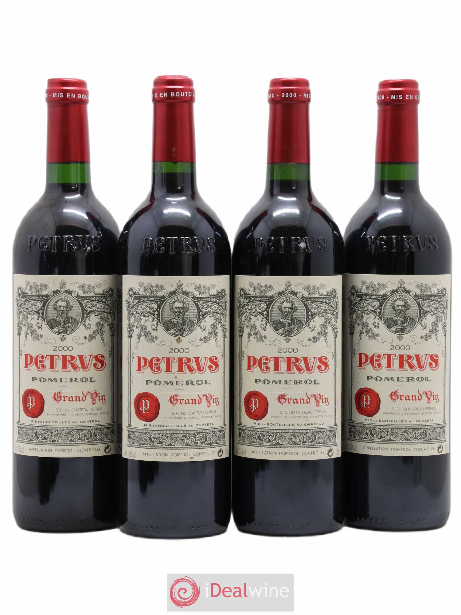 Caisse Carré d'As 4 Petrus - 4 Latour - 4 Margaux - 4 Haut Brion 2000 - Posten von 16 Flaschen - 1