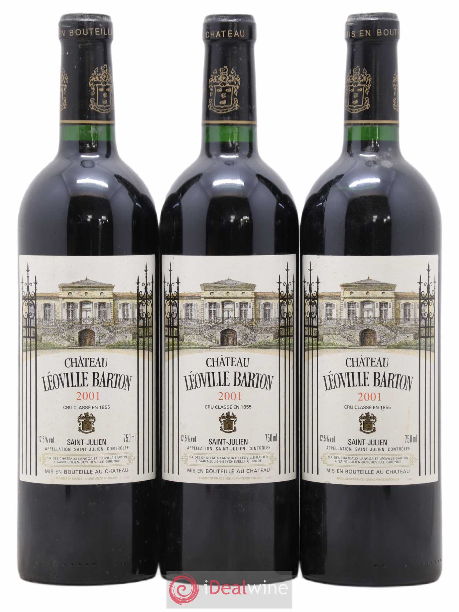 Château Léoville Barton 2ème Grand Cru Classé 2001 - Lot de 3 bouteilles - 0