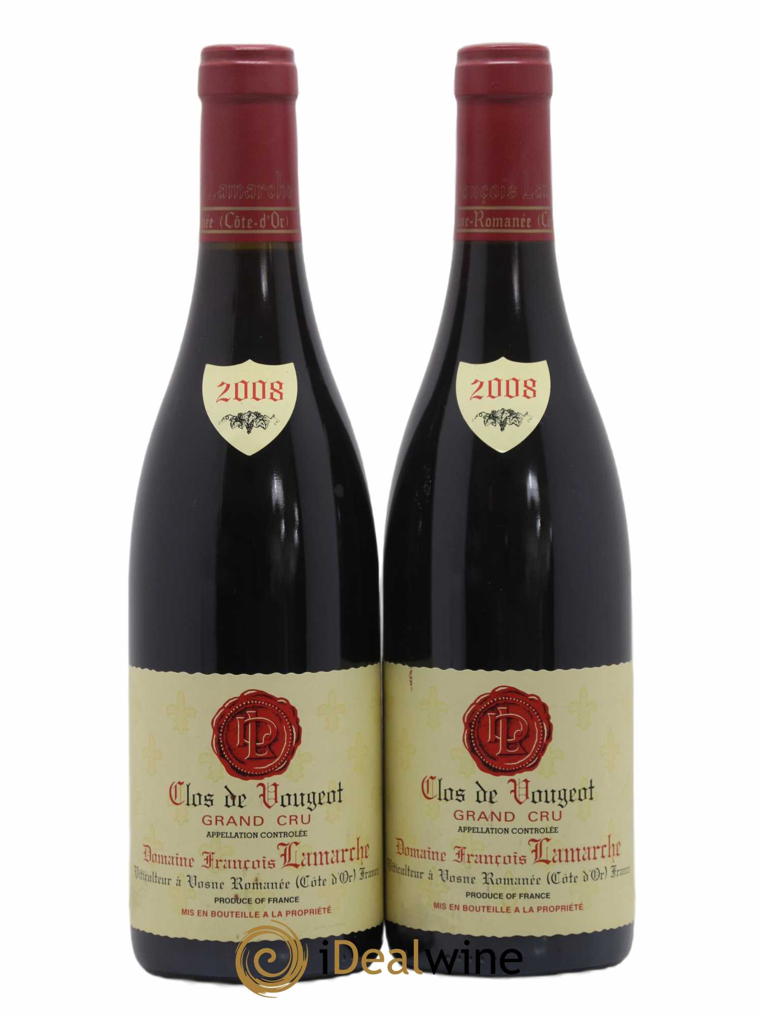 Clos de Vougeot Grand Cru Lamarche (Domaine) 2008 - Lot of 2 bottles - 0