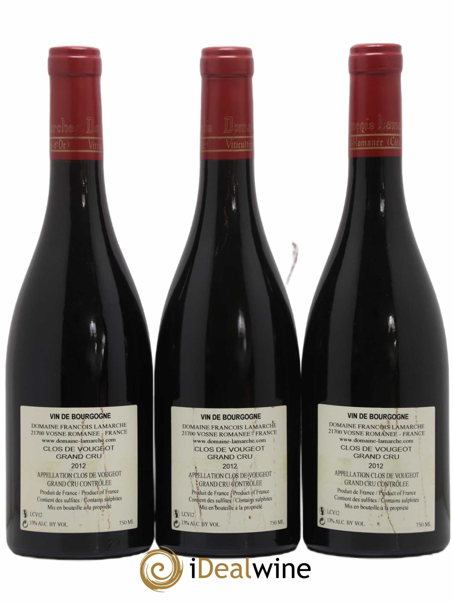 Clos de Vougeot Grand Cru Lamarche (Domaine) 2012 - Lot of 3 bottles - 1