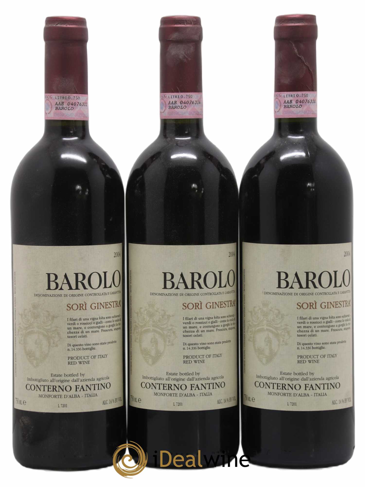 Barolo DOCG Sori Ginestra Conterno Fantino 2004 - Lot de 3 bouteilles - 0