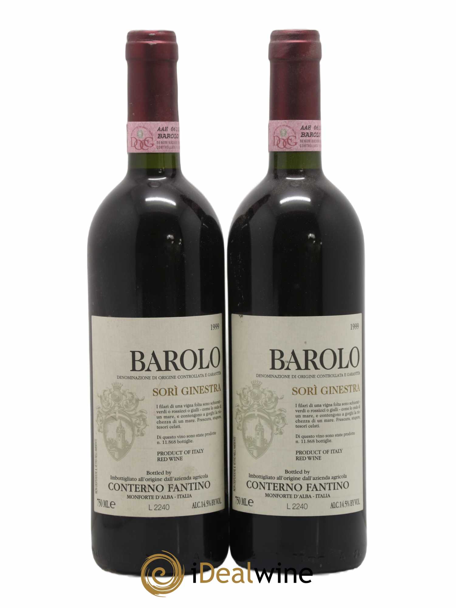 Barolo DOCG Sori Ginestra Conterno Fantino 1999 - Lot de 2 bouteilles - 0