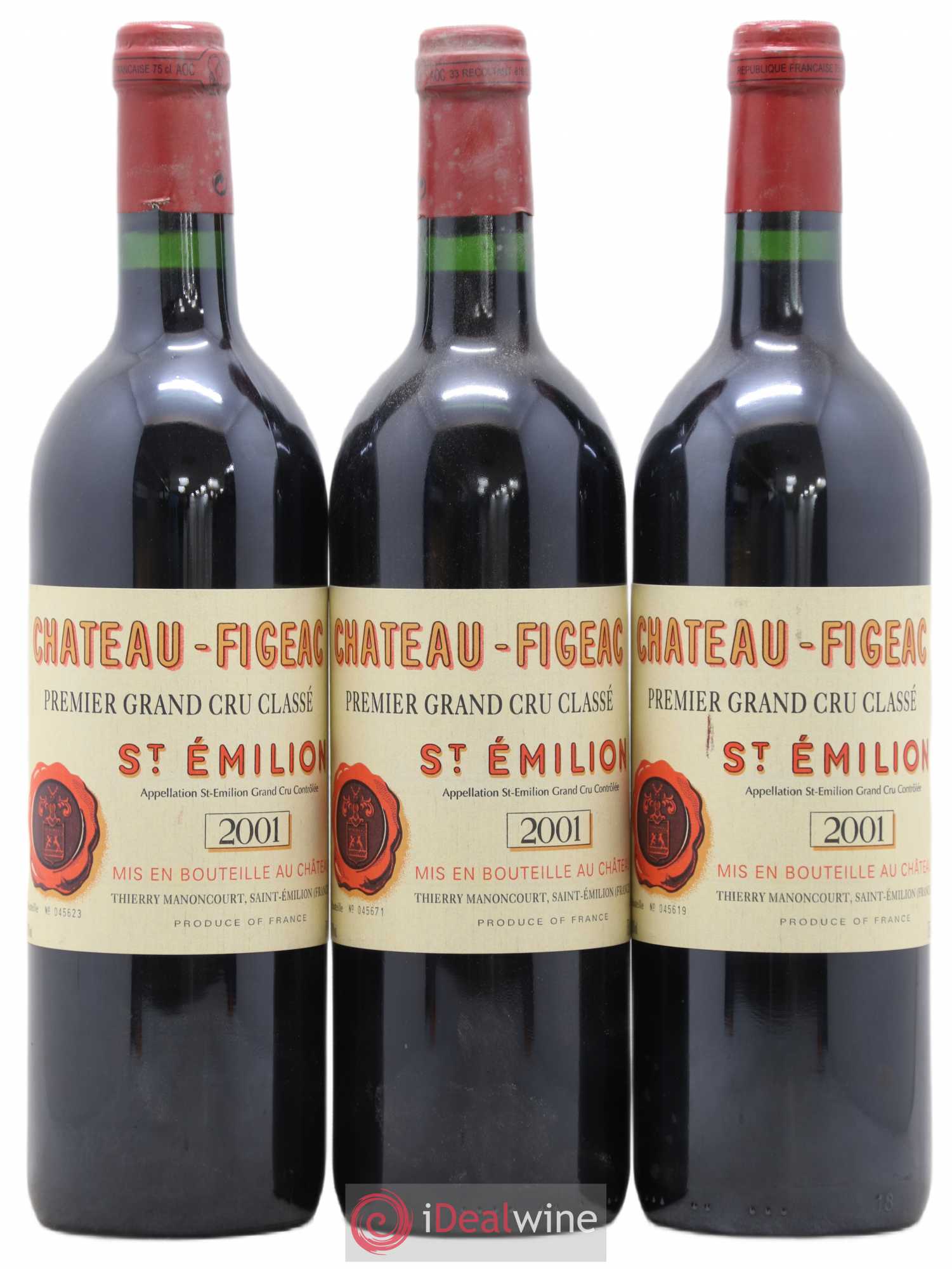 Château Figeac 1er Grand Cru Classé A 2001 - Lot de 3 bouteilles - 0