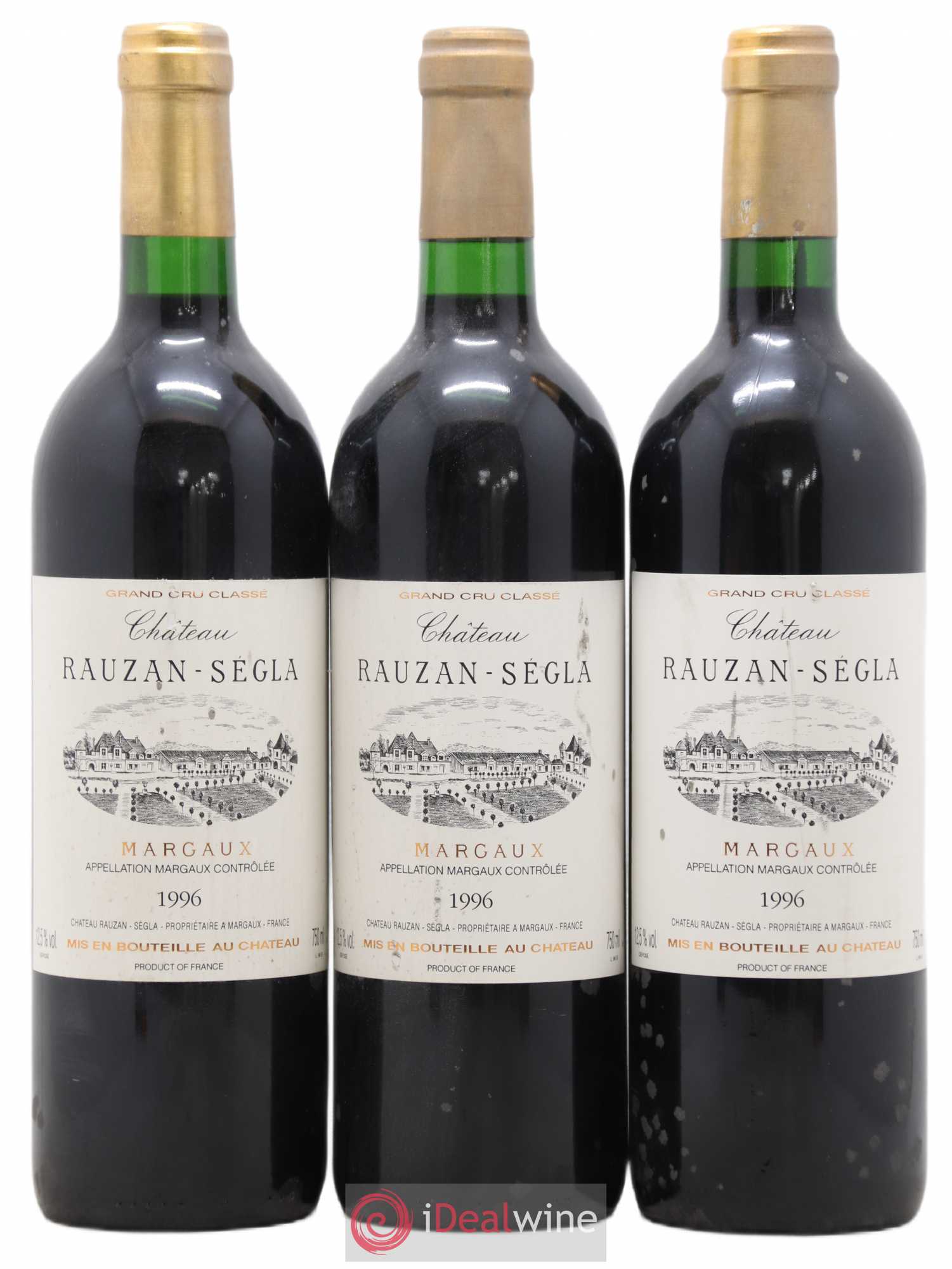 Château Rauzan Ségla Grand Cru Classé 1996 - Lot de 3 bouteilles - 0
