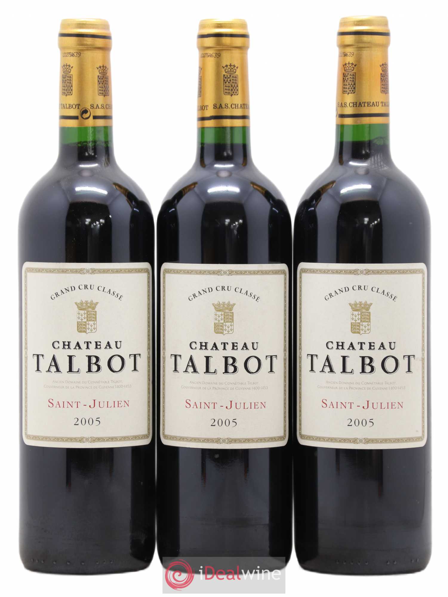 Château Talbot 4ème Grand Cru Classé 2005 - Lot de 3 bouteilles - 0