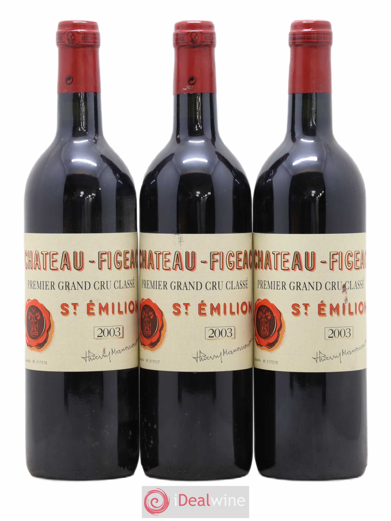 Château Figeac 1er Grand Cru Classé A 2003 - Lot de 3 bouteilles - 0