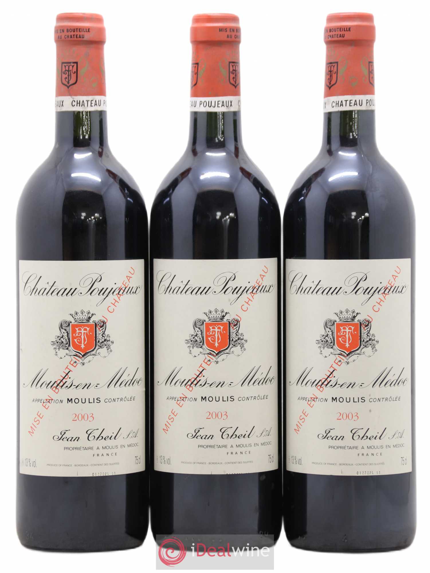 Château Poujeaux 2003 - Lot de 3 bouteilles - 0