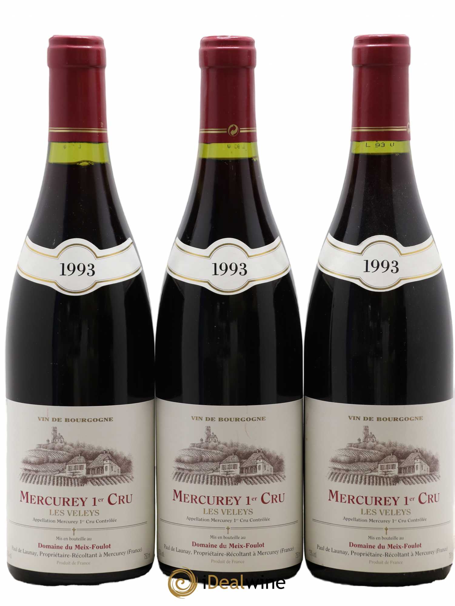 Mercurey 1er Cru Les Veleys Domaine du Meix Foulot 1993 - Posten von 3 Flaschen - 0