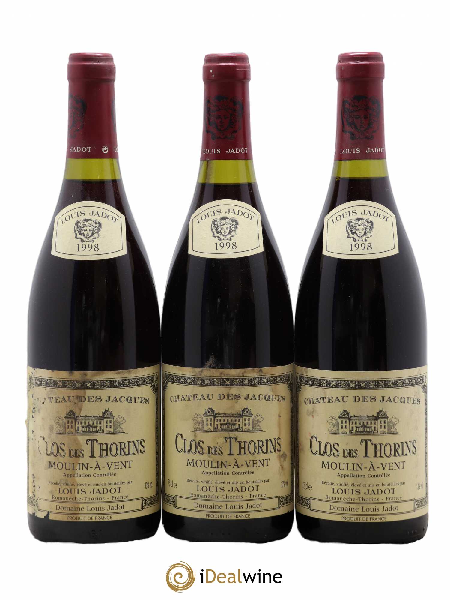 Moulin-à-Vent Clos des Thorins Château des Jacques 1998 - Lot de 3 bouteilles - 0