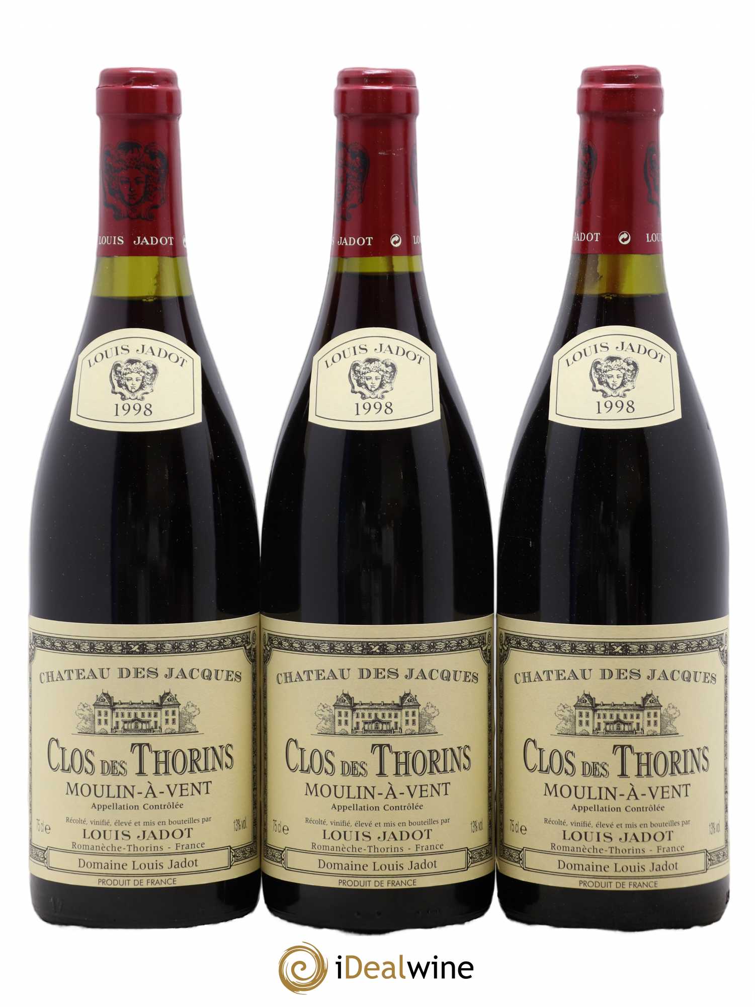Moulin-à-Vent Clos des Thorins Château des Jacques 1998 - Lot de 3 bouteilles - 0