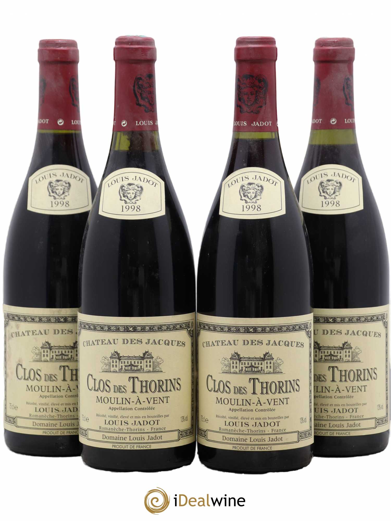Moulin-à-Vent Clos des Thorins Château des Jacques 1998 - Lot de 4 bouteilles - 0