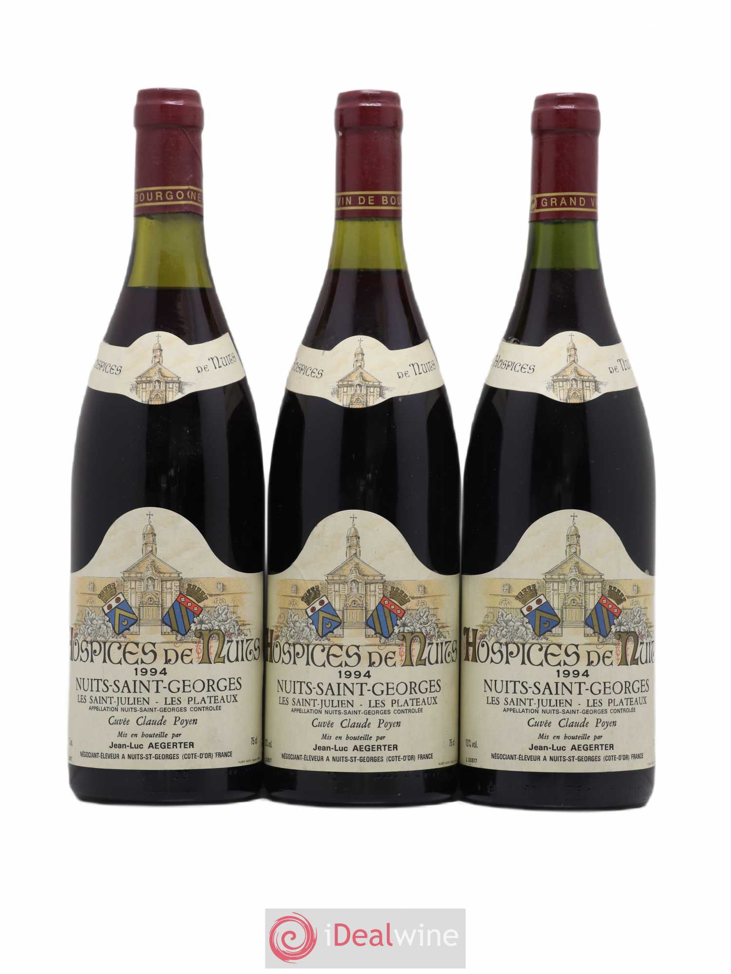 Nuits-Saint-Georges Hospices de Nuits Les Saints Julien Les Plateaux Jean Luc Aegerter Cuvée Claude Poyen 1994 - Posten von 3 Flaschen - 0