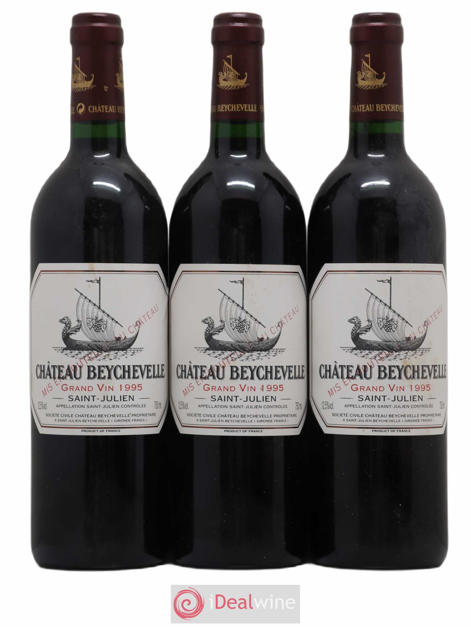 Château Beychevelle 4ème Grand Cru Classé 1995 - Lot de 3 bouteilles - 0