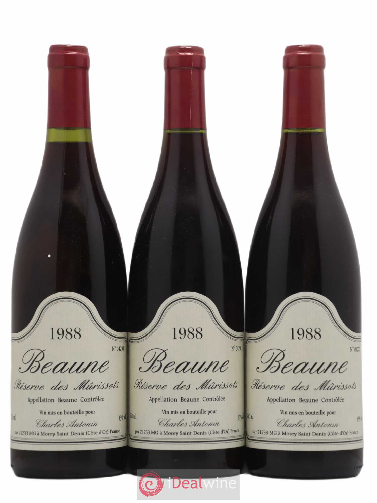 Beaune Reserve des Murissots Charles Antonin 1988 - Posten von 3 Flaschen - 0