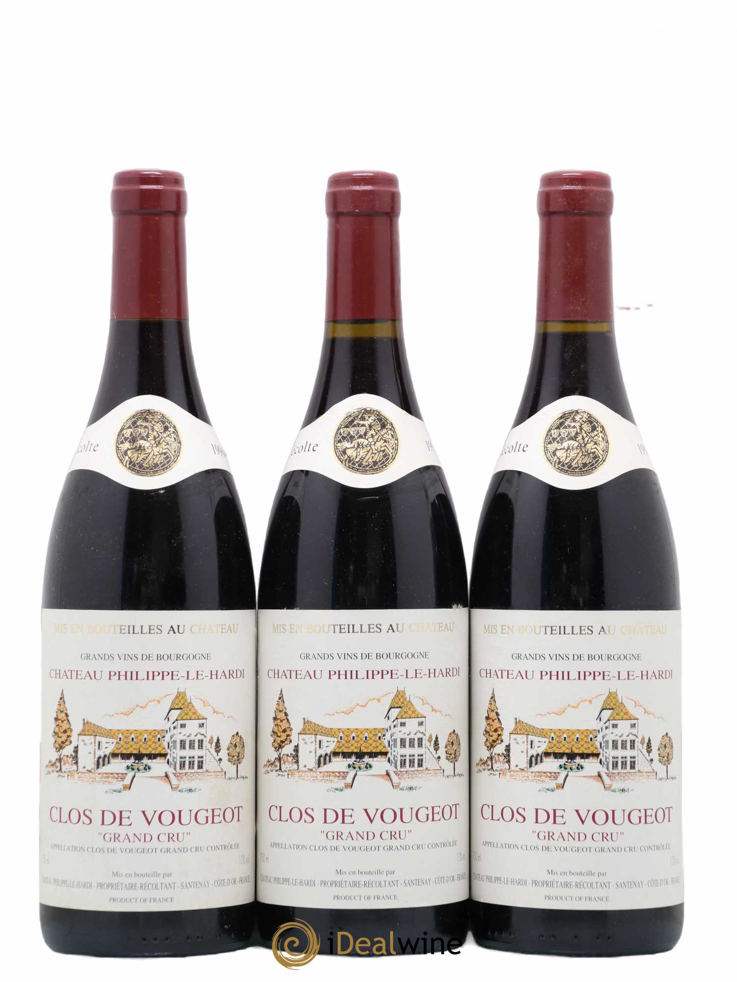 Clos de Vougeot Grand Cru Château Philippe Le Hardi 1996 - Posten von 3 Flaschen - 0