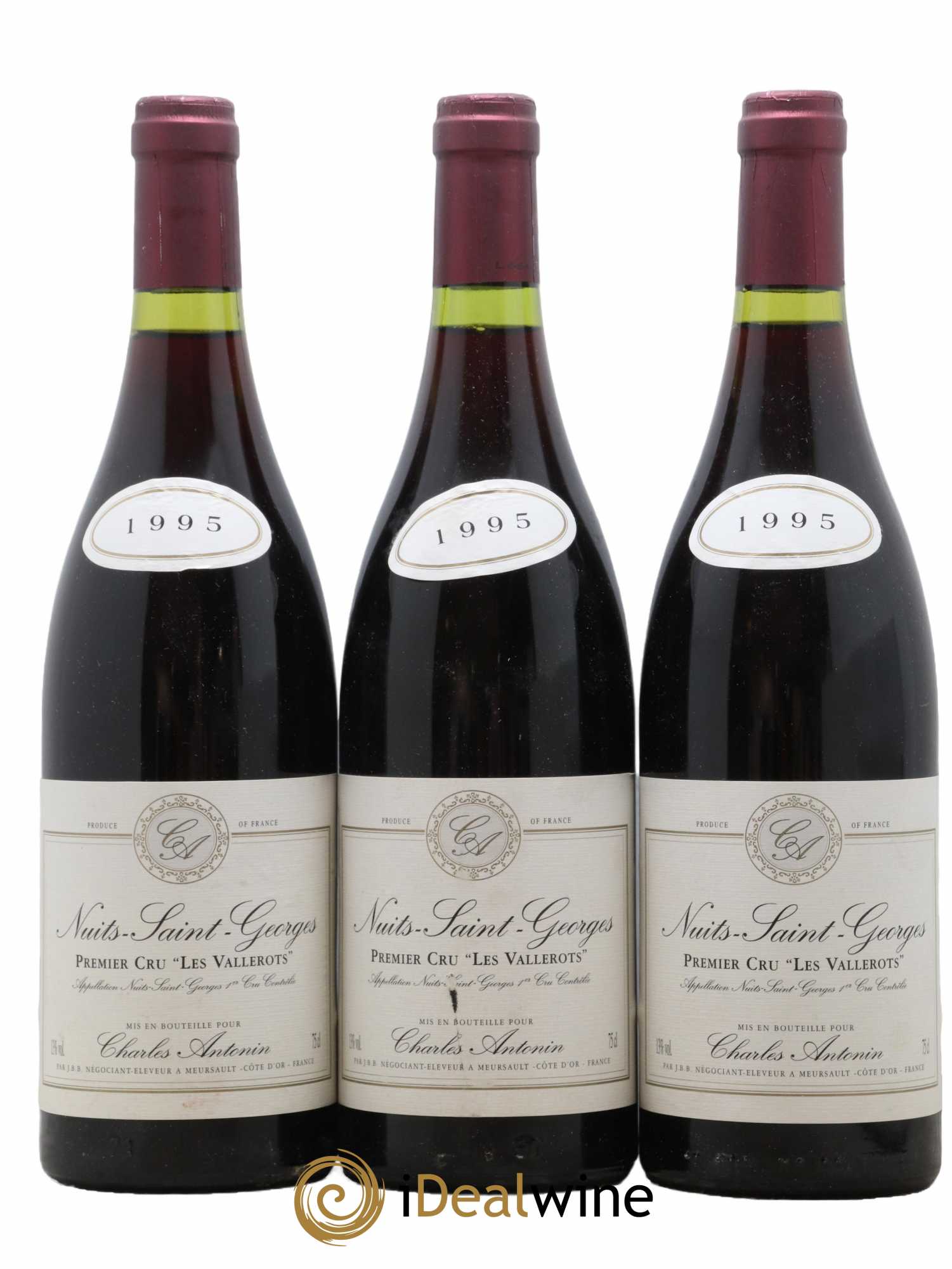 Nuits-Saint-Georges 1er Cru Les Vallerots Charles Antonin 1995 - Lot de 3 bouteilles - 0