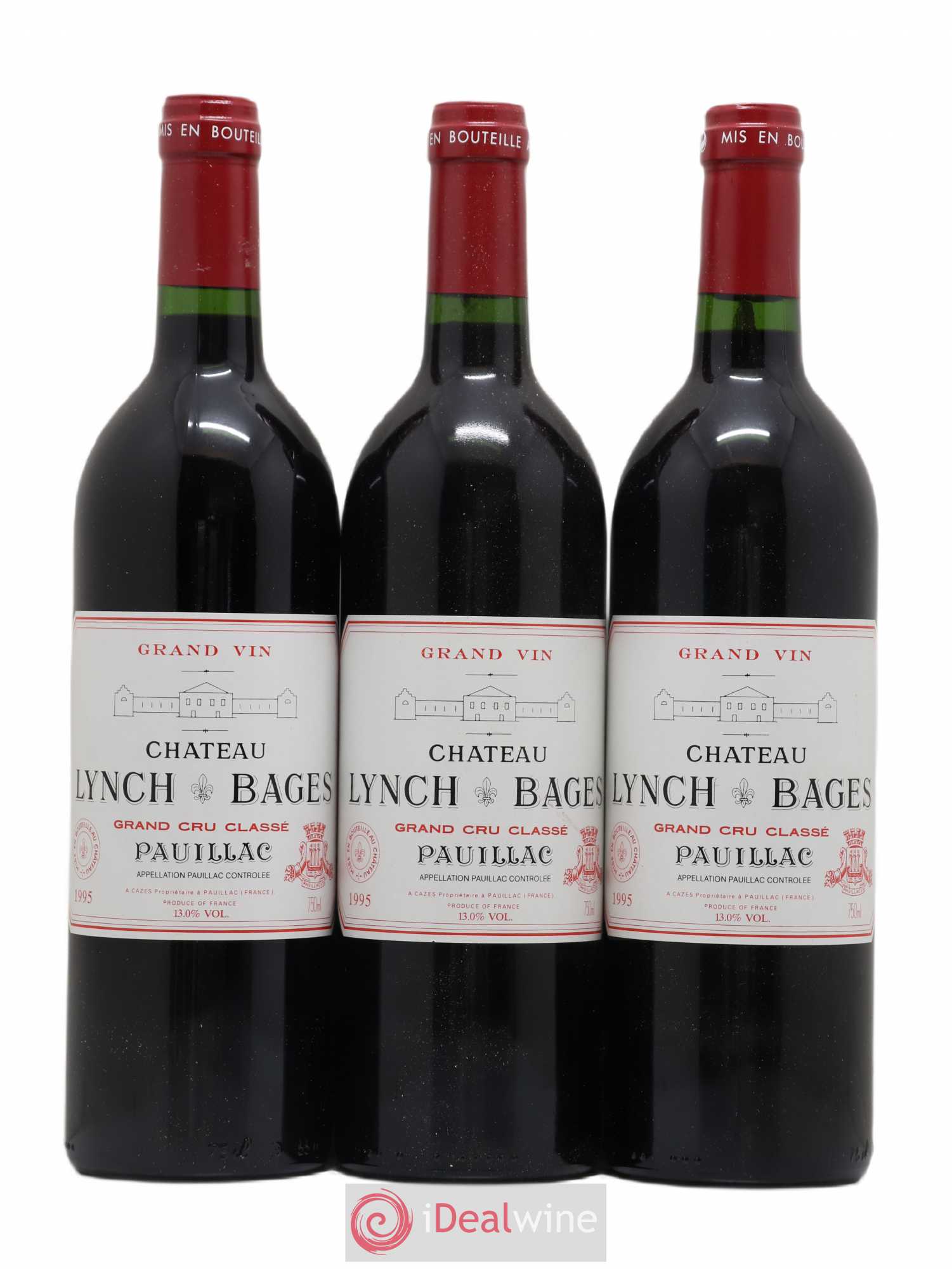 Château Lynch Bages 5ème Grand Cru Classé 1995 - Lot de 3 bouteilles - 0