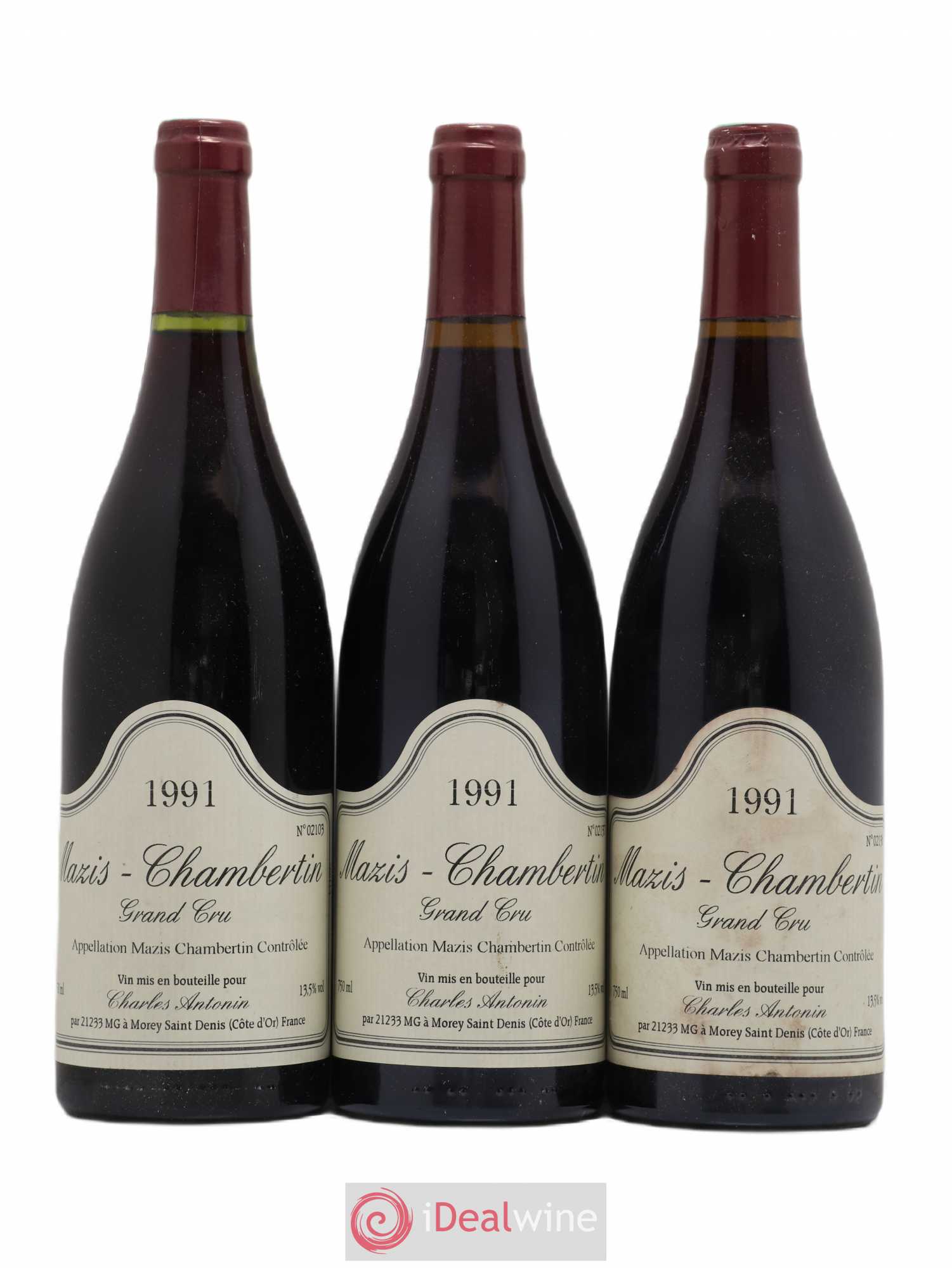 Mazis-Chambertin Grand Cru Charles Antonin 1991 - Lot de 3 bouteilles - 0