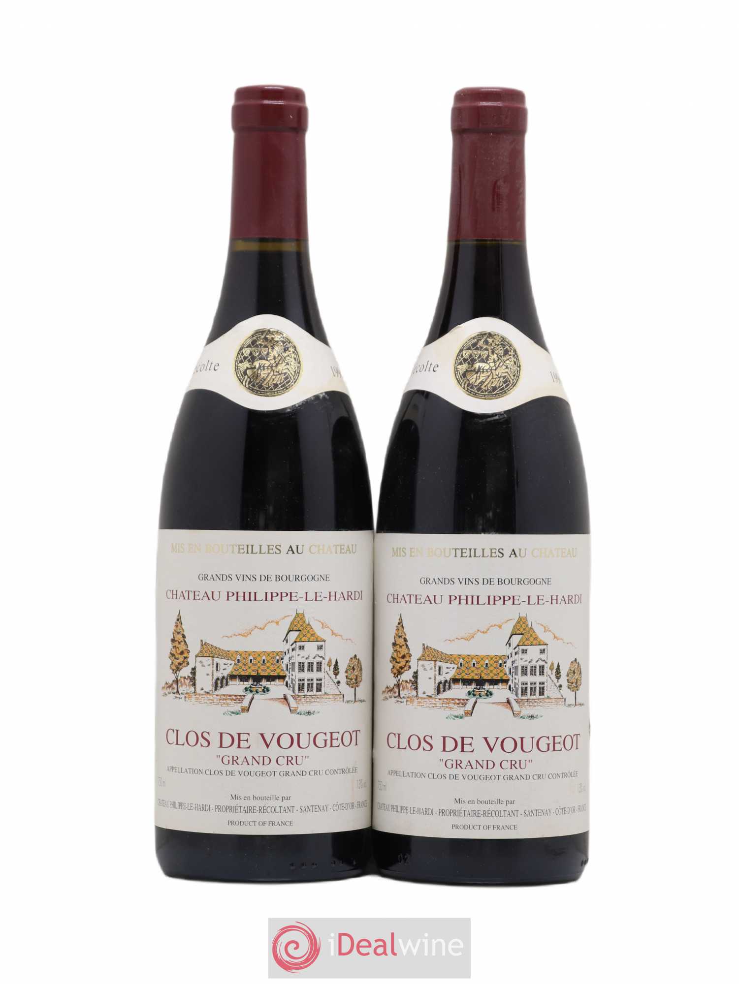 Clos de Vougeot Grand Cru Château Philippe Le Hardi 1996 - Posten von 2 Flaschen - 0