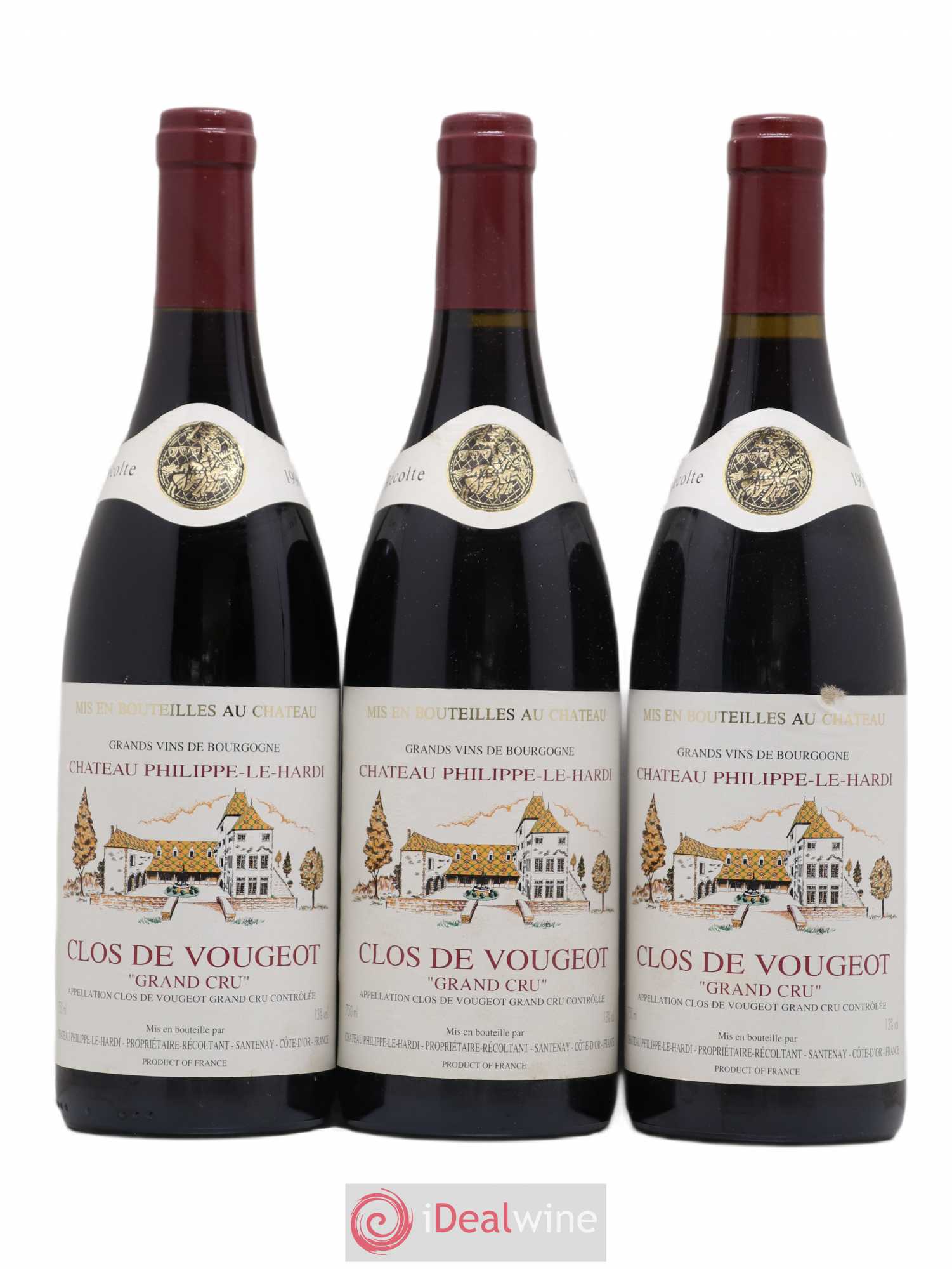 Clos de Vougeot Grand Cru Château Philippe Le Hardi 1996 - Lot de 3 bouteilles - 0