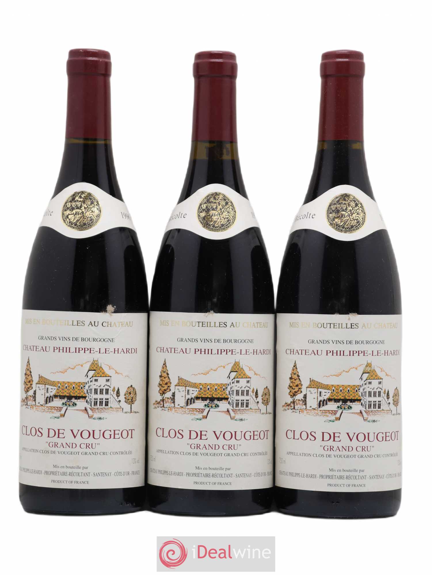 Clos de Vougeot Grand Cru Château Philippe Le Hardi 1996 - Lot de 3 bouteilles - 0