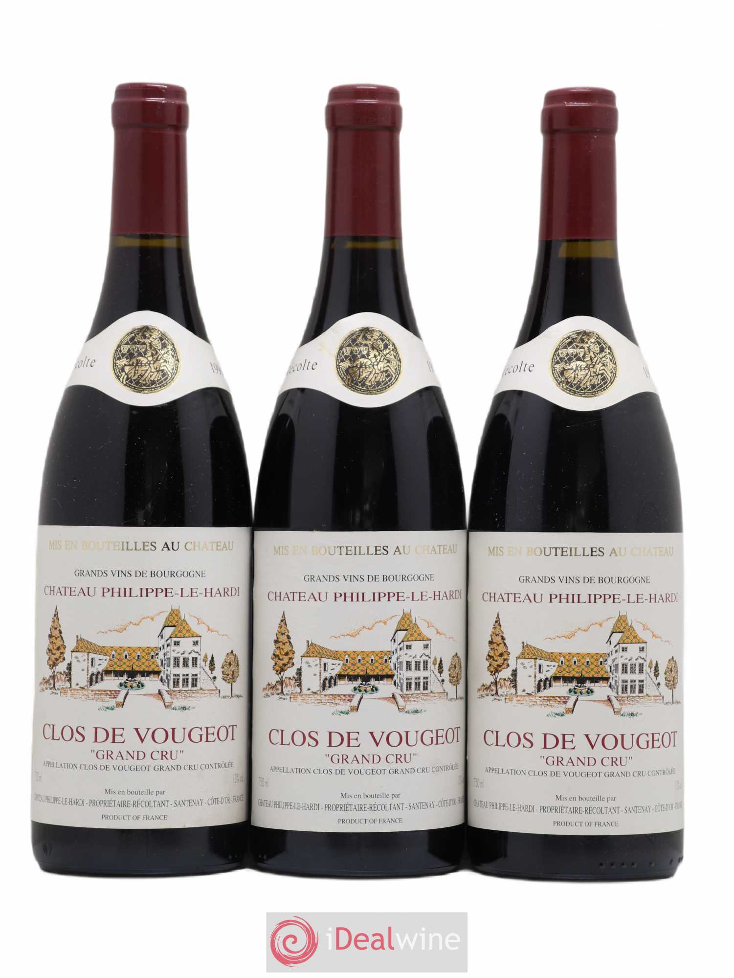 Clos de Vougeot Grand Cru Château Philippe Le Hardi 1996 - Lot de 3 bouteilles - 0