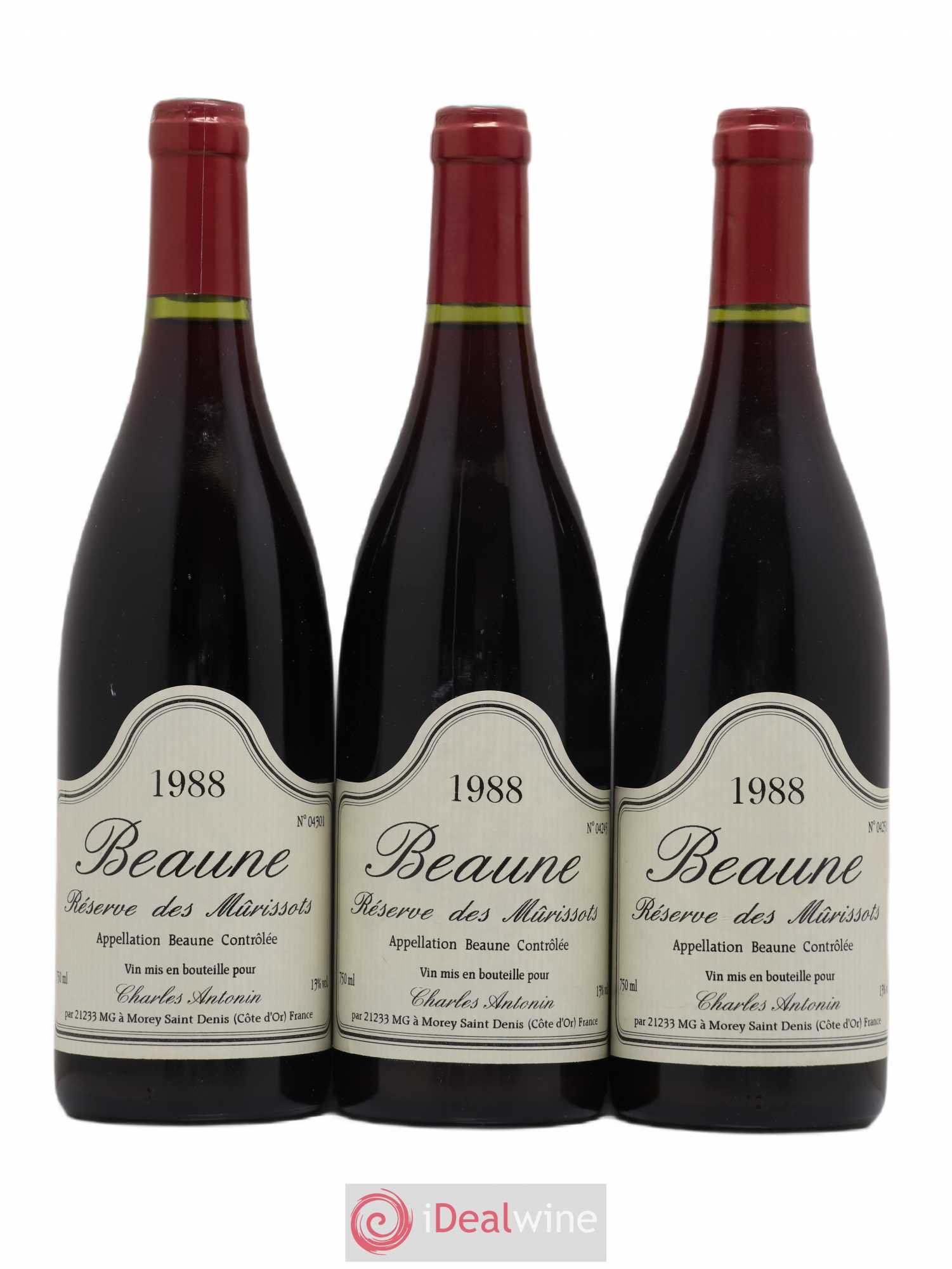 Beaune Réserve des Murissots Charles Antonin 1988 - Posten von 3 Flaschen - 0