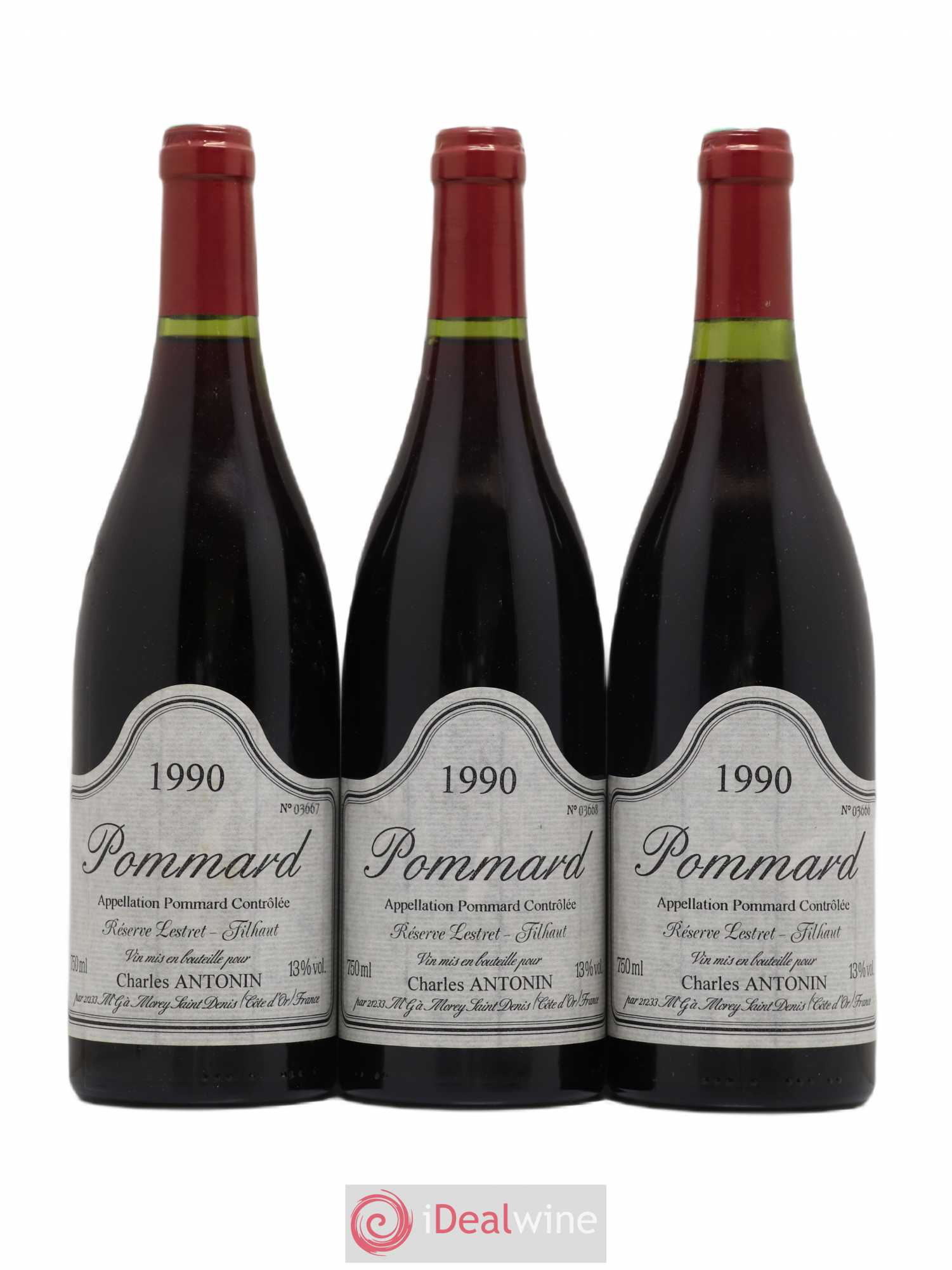 Pommard Réserve Lestret Filthaut Charles Antonin 1990 - Posten von 3 Flaschen - 0