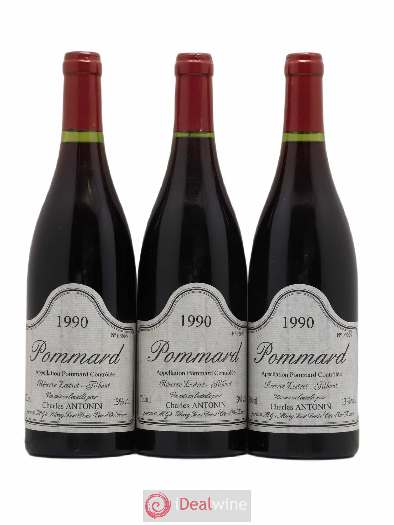 Pommard Réserve Lestret Filthaut Charles Antonin 1990 - Posten von 3 Flaschen - 0