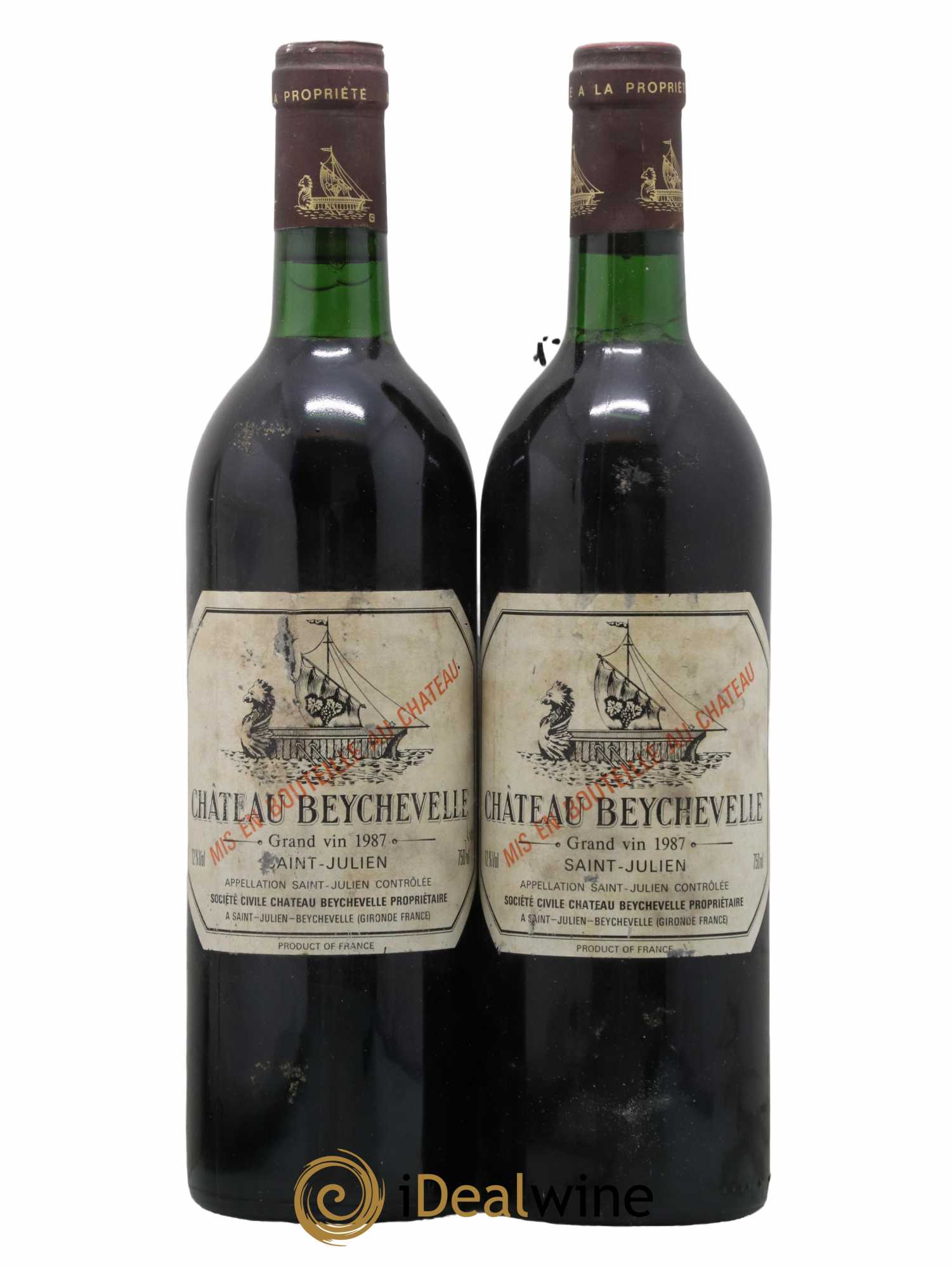 Château Beychevelle 4ème Grand Cru Classé 1987 - Lot de 2 bouteilles - 0