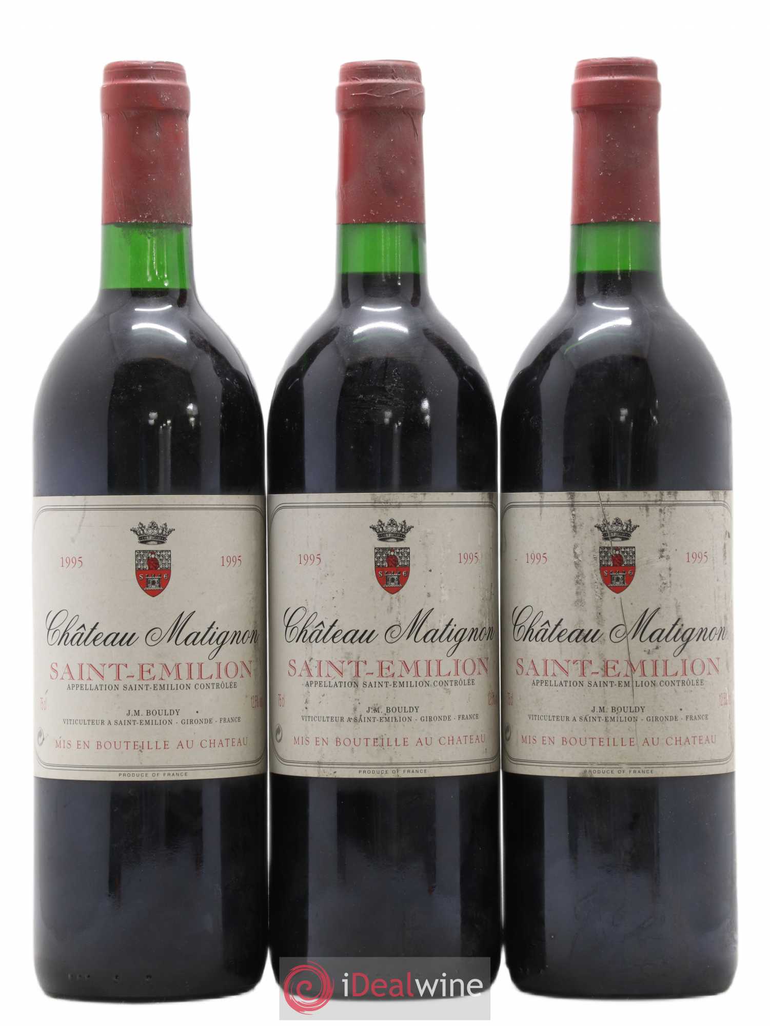 Saint-Émilion Château Matignon (sans prix de réserve) 1995 - Posten von 3 Flaschen - 0