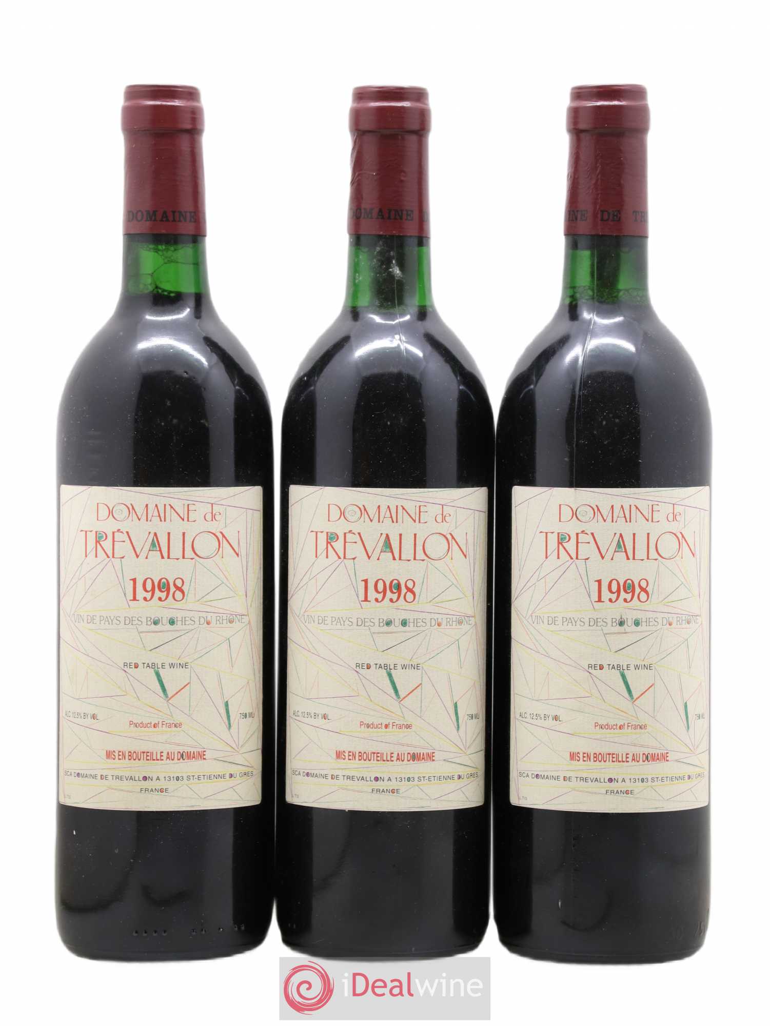 VDP Bouches du Rhône Trévallon (Domaine de) Eloi Dürrbach 1998 - Lot de 3 bouteilles - 0