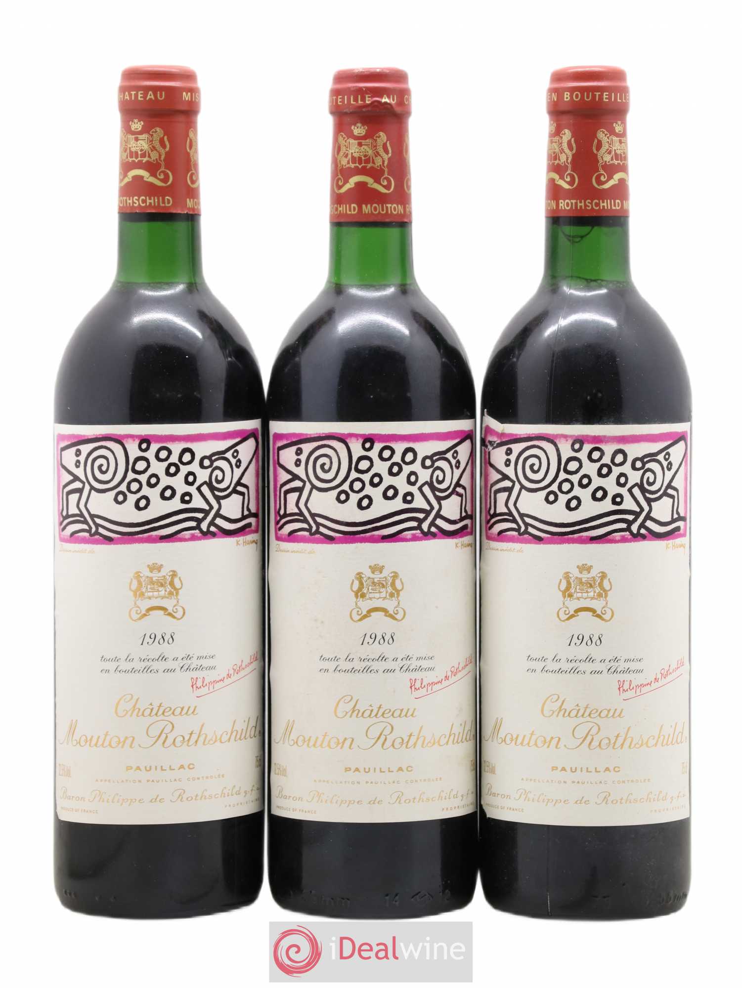 Château Mouton Rothschild 1er Grand Cru Classé 1988 - Lot de 3 bouteilles - 0
