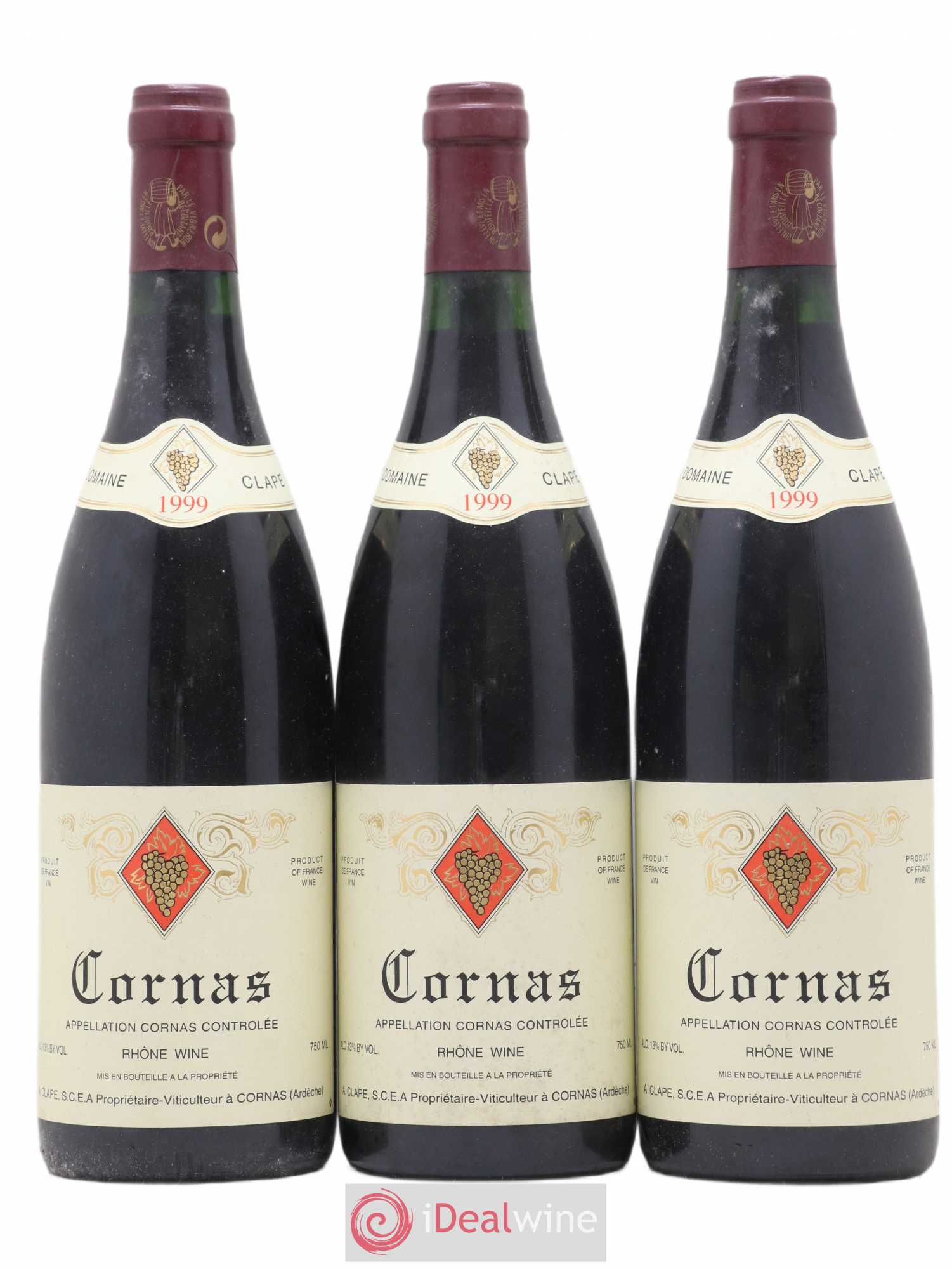 Cornas Auguste Clape 1999 - Lot de 3 bouteilles - 0