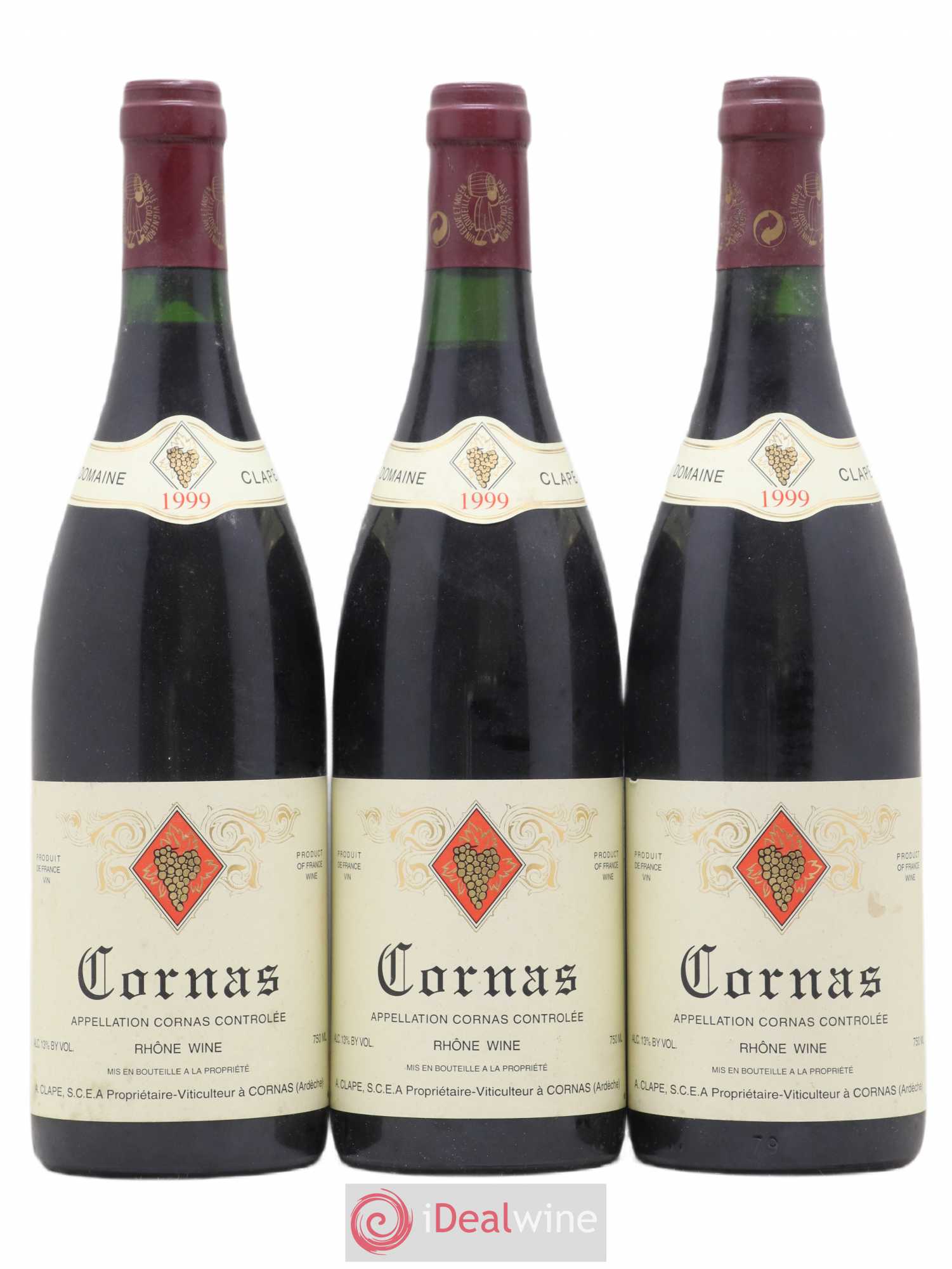 Cornas Auguste Clape 1999 - Lot de 3 bouteilles - 0