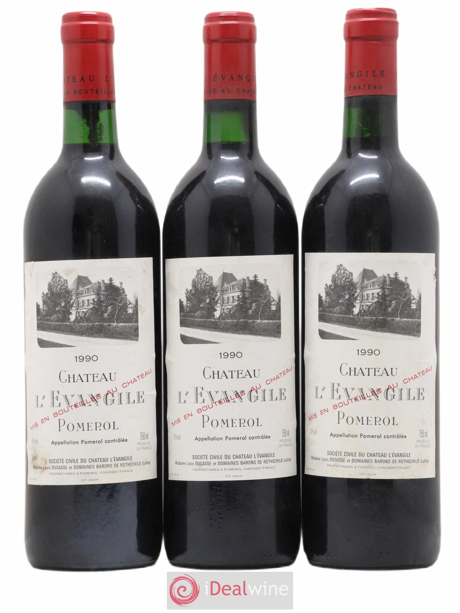 Château l' Évangile 1990 - Lot de 3 bouteilles - 0