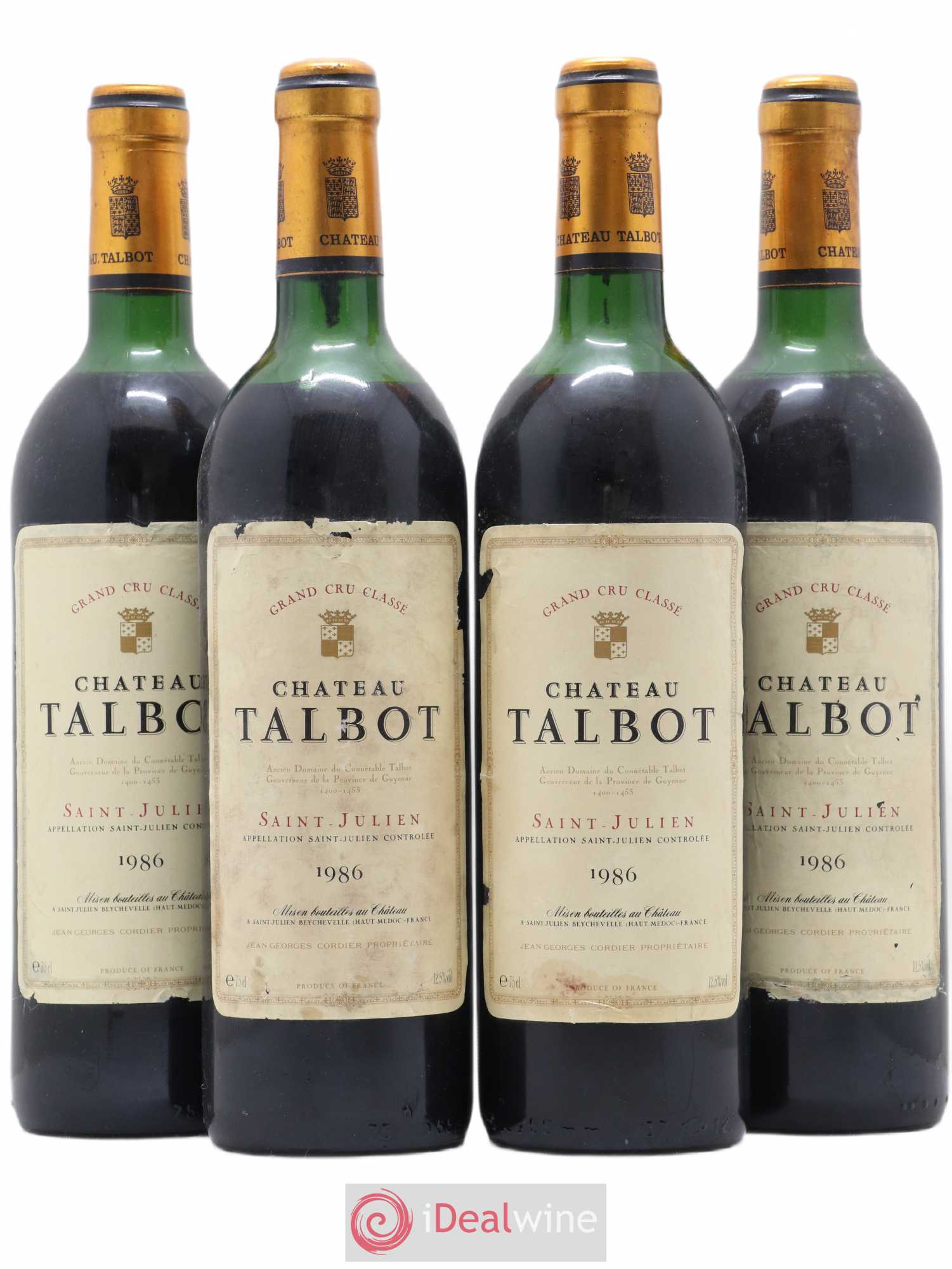 Château Talbot 4ème Grand Cru Classé 1986 - Lot de 4 bouteilles - 0