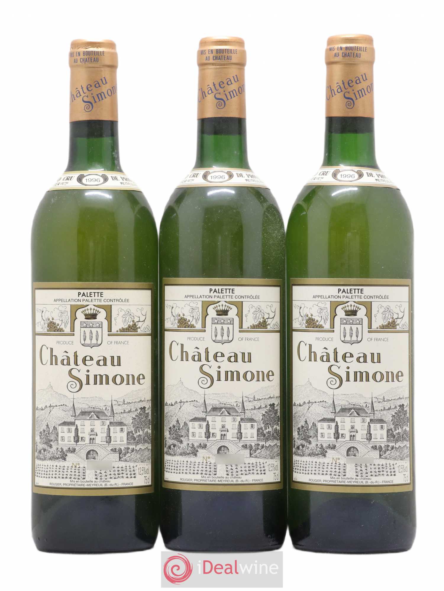 Palette Château Simone Famille Rougier 1996 - Posten von 3 Flaschen - 0