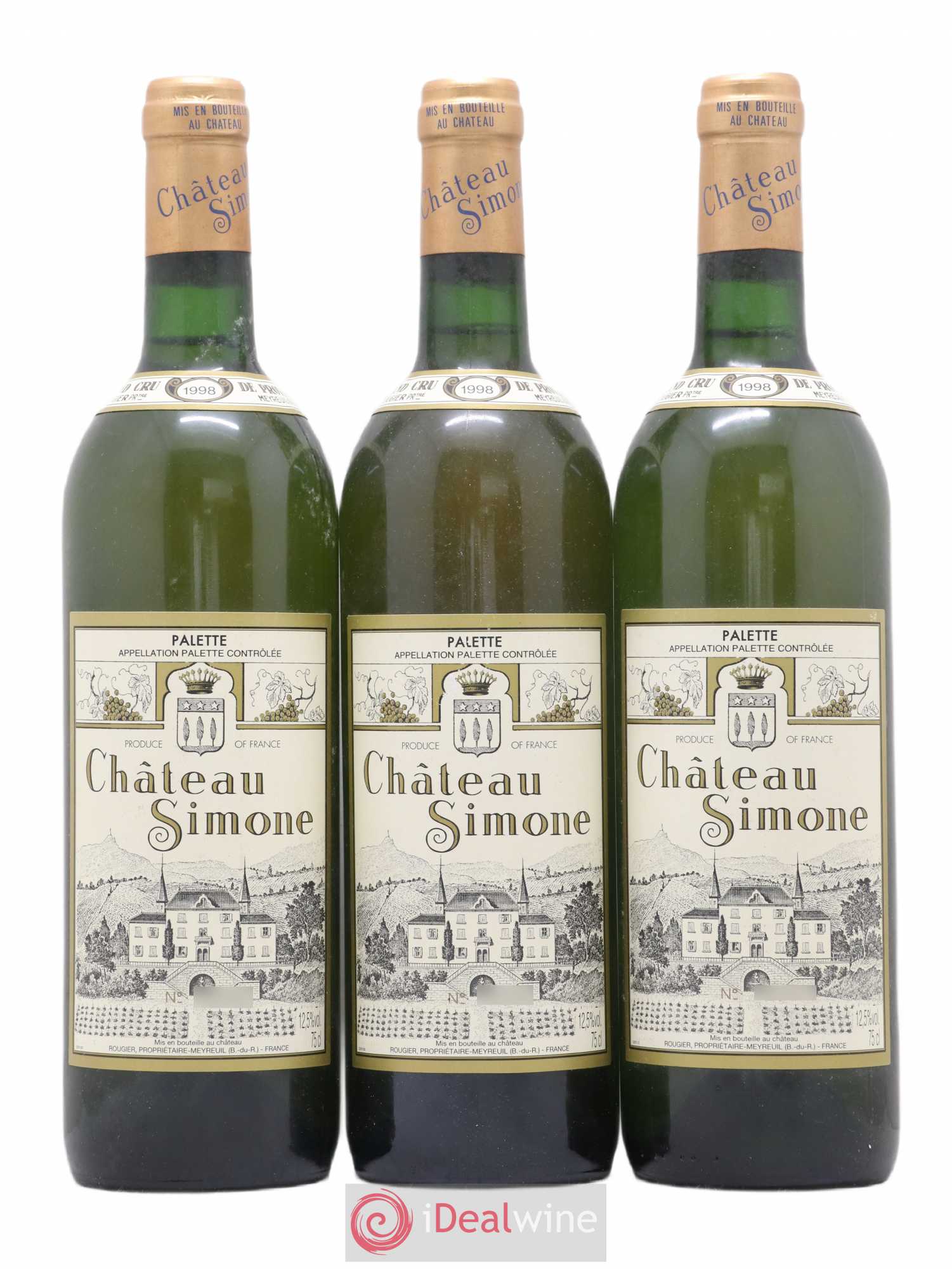 Palette Château Simone Famille Rougier 1998 - Lot de 3 bouteilles - 0